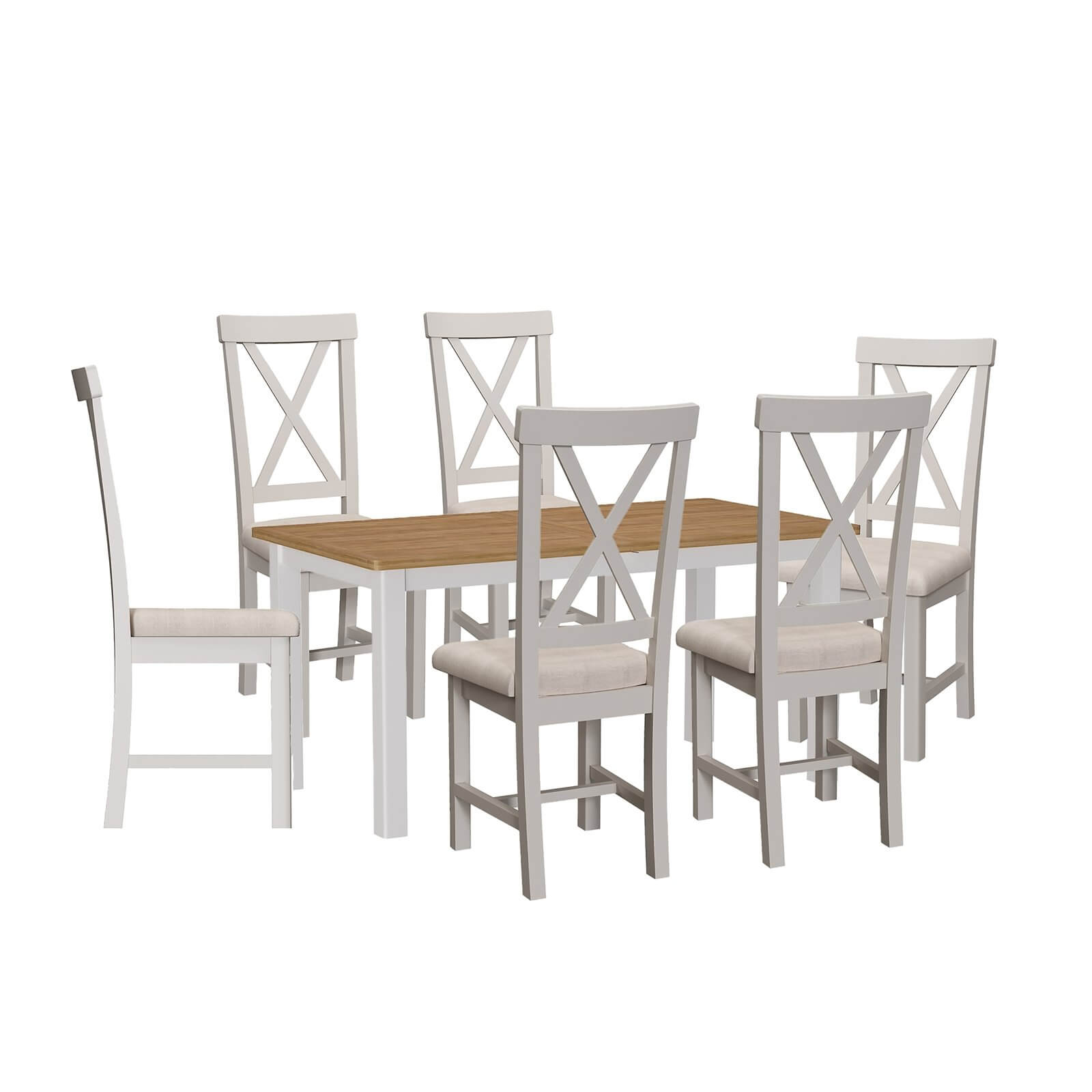 Padstow 1.6m Extending 6 Seater Dining Set - Grey