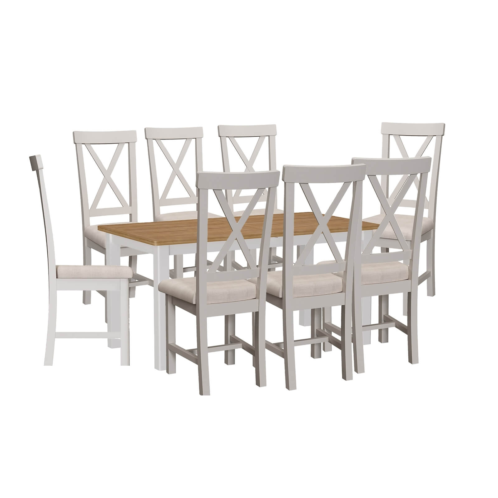 Padstow 1.6m Extending 8 Seater Dining Set - Grey