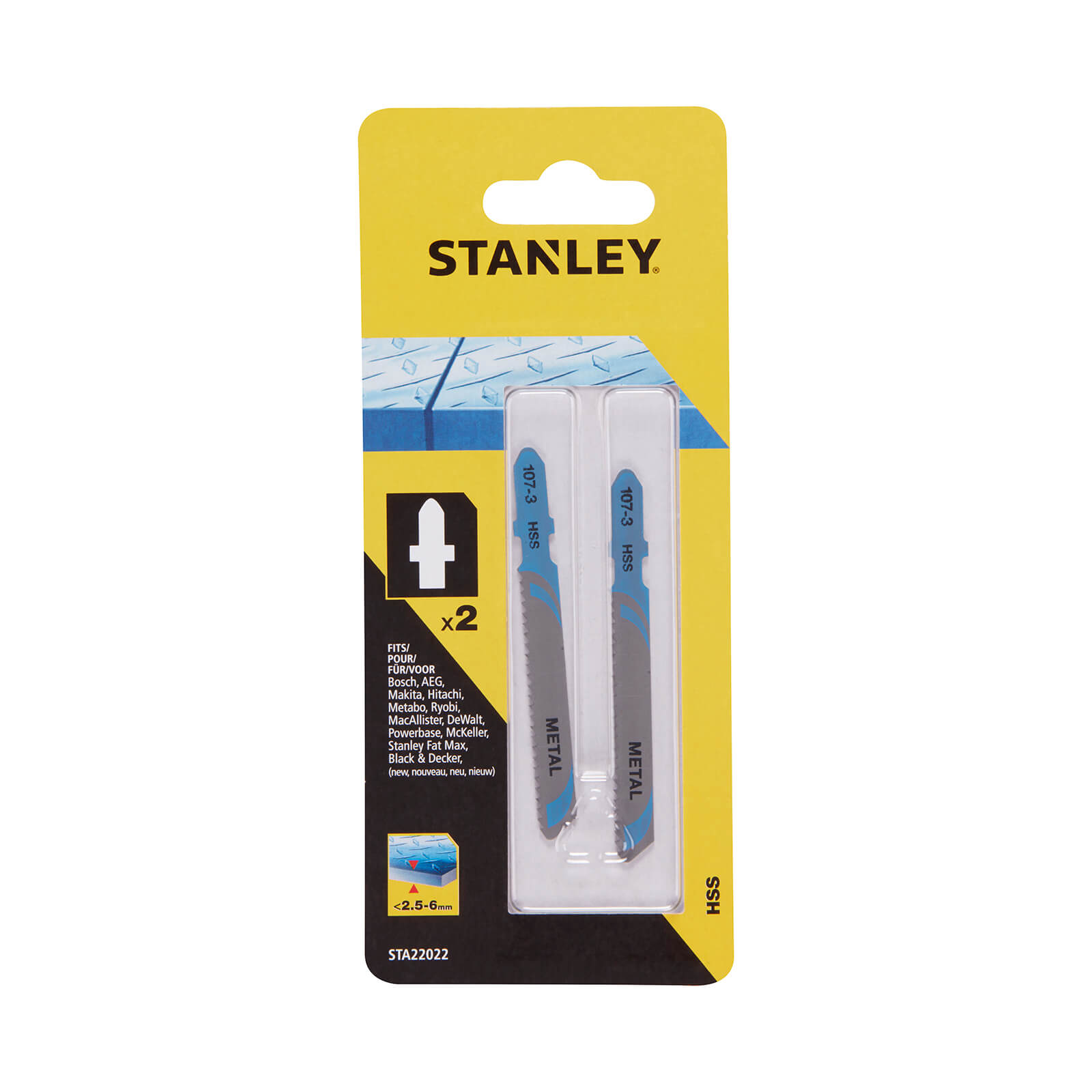 STANLEY 2x T-Shank HSS Jigsaw Blades - 48mm