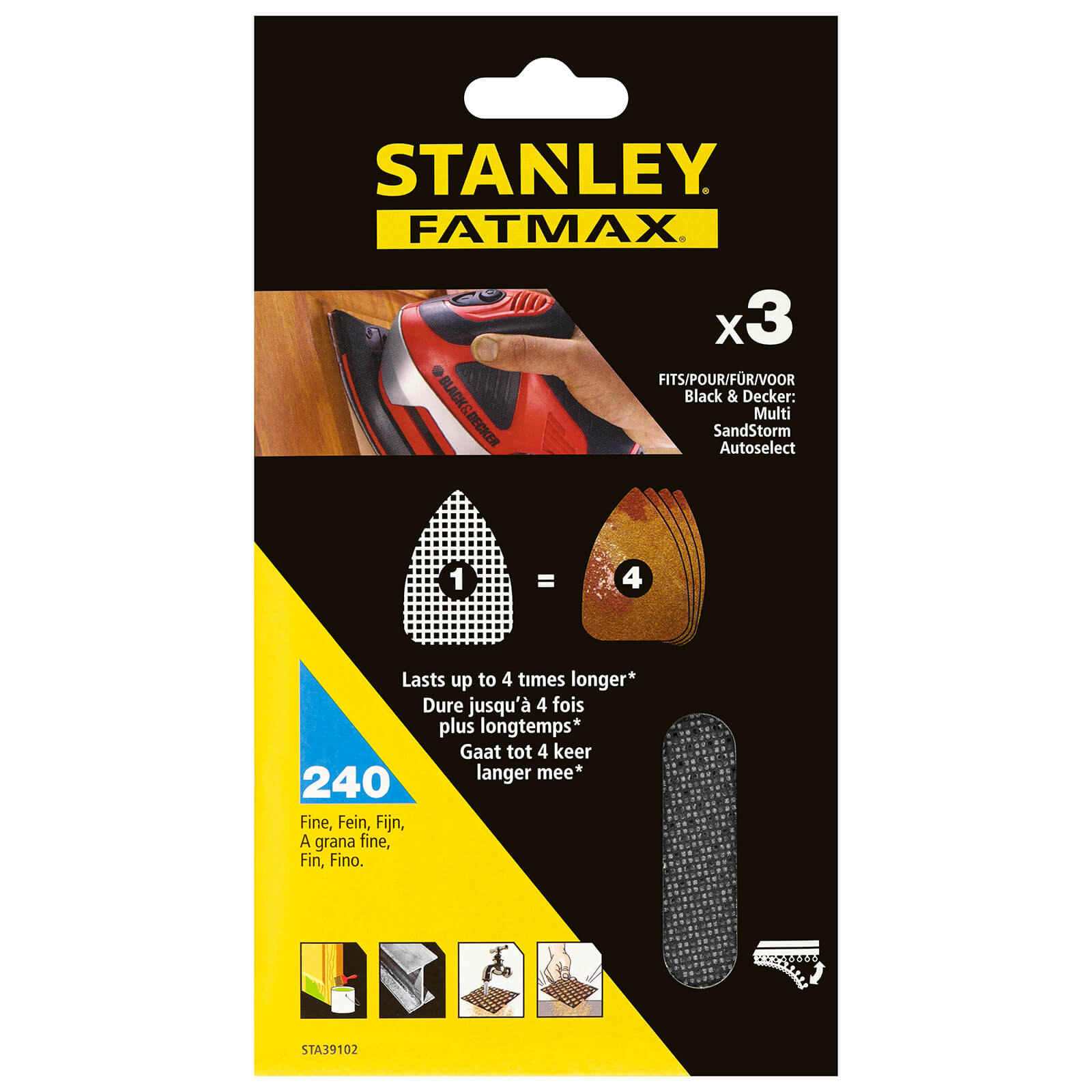 STANLEY FATMAX - 3x 240g Multi-Sander Sanding Sheets