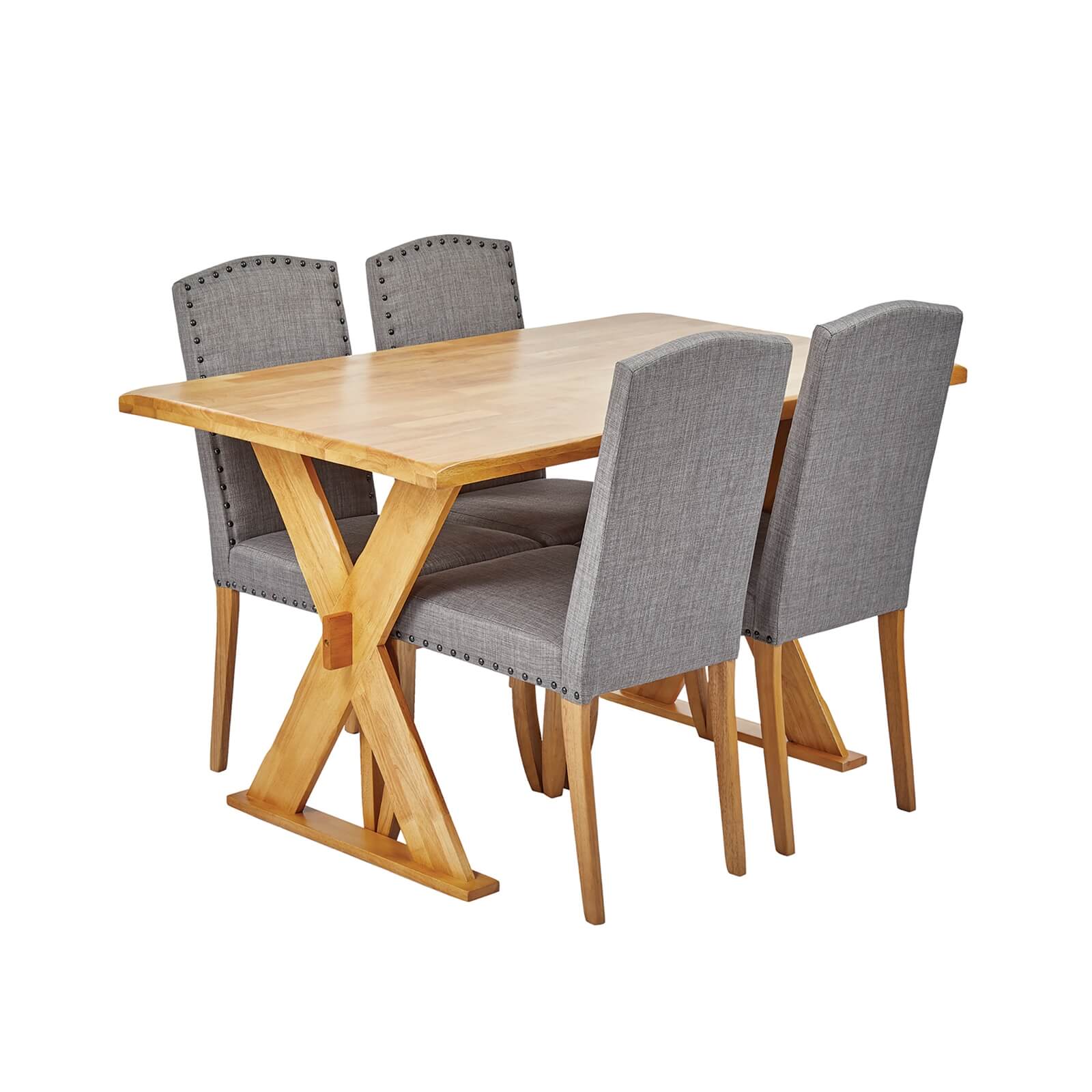 Seville 4 Seater Dining Set - Evesham Dining Chairs - Grey
