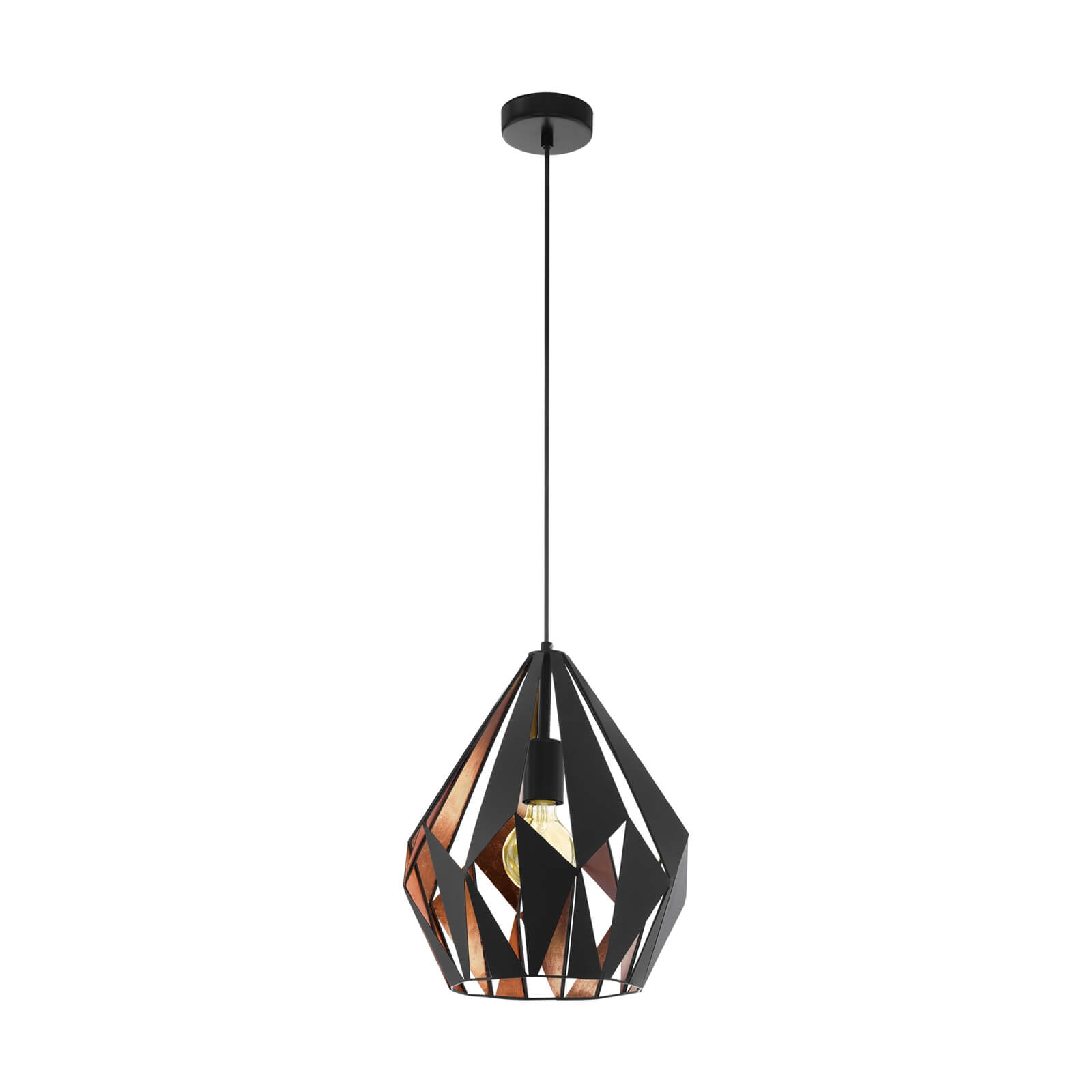 Eglo Carlton 1 Pendant Ceiling Light - Black & Copper