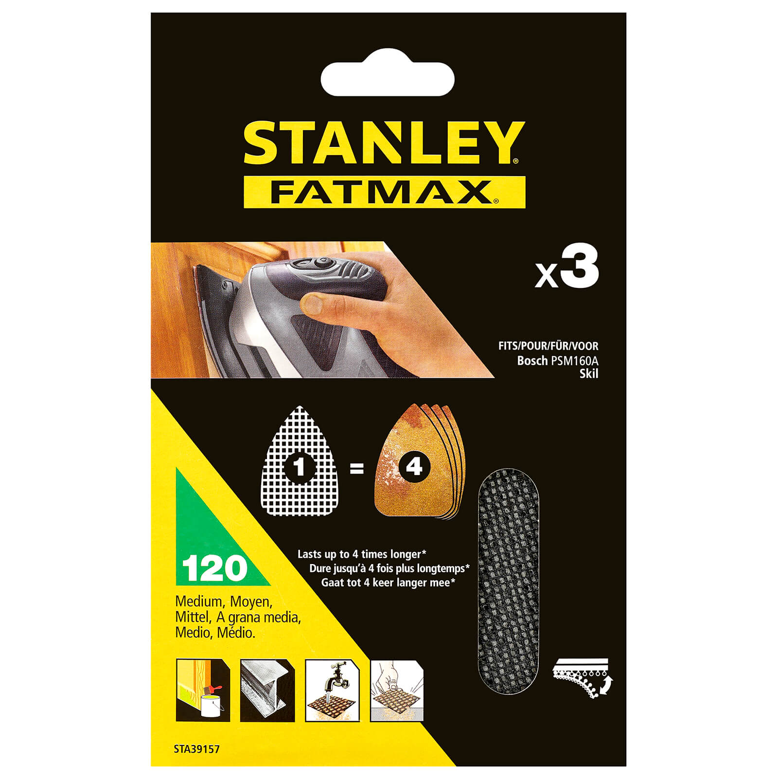 Stanley Fatmax - 3x 120g PMS160A Mesh Sanding Sheets