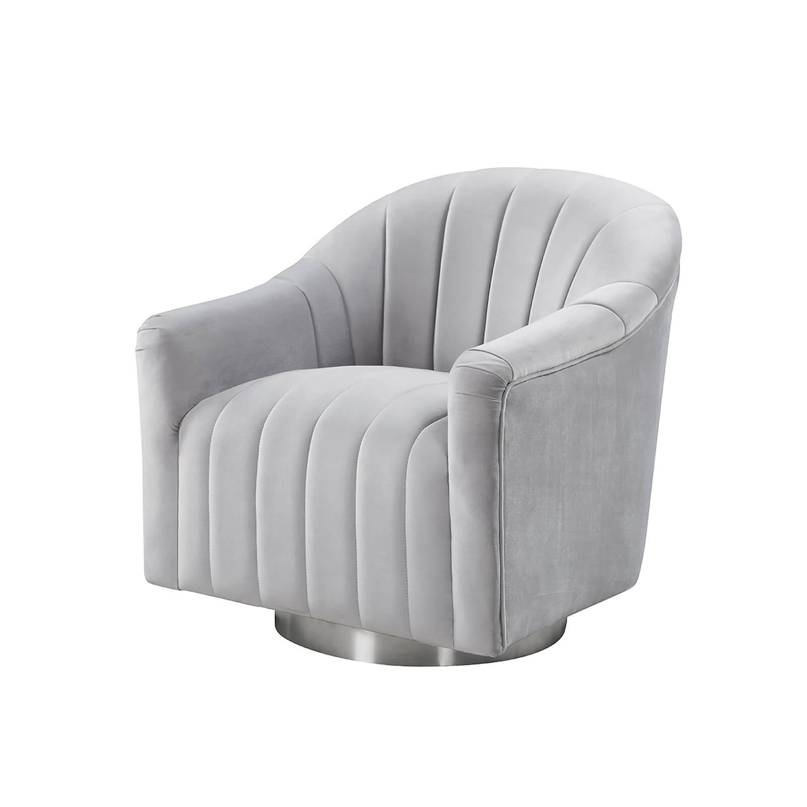 Tiffany Swivel Chair - Silver - Velvet