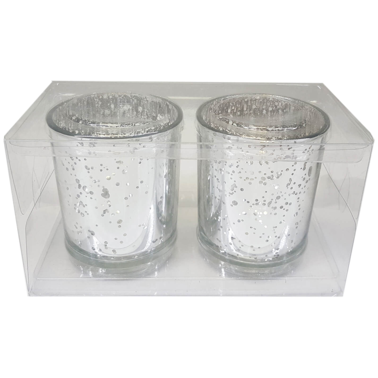 Set of 2 Tealight Candle Holder - Silver Mercury