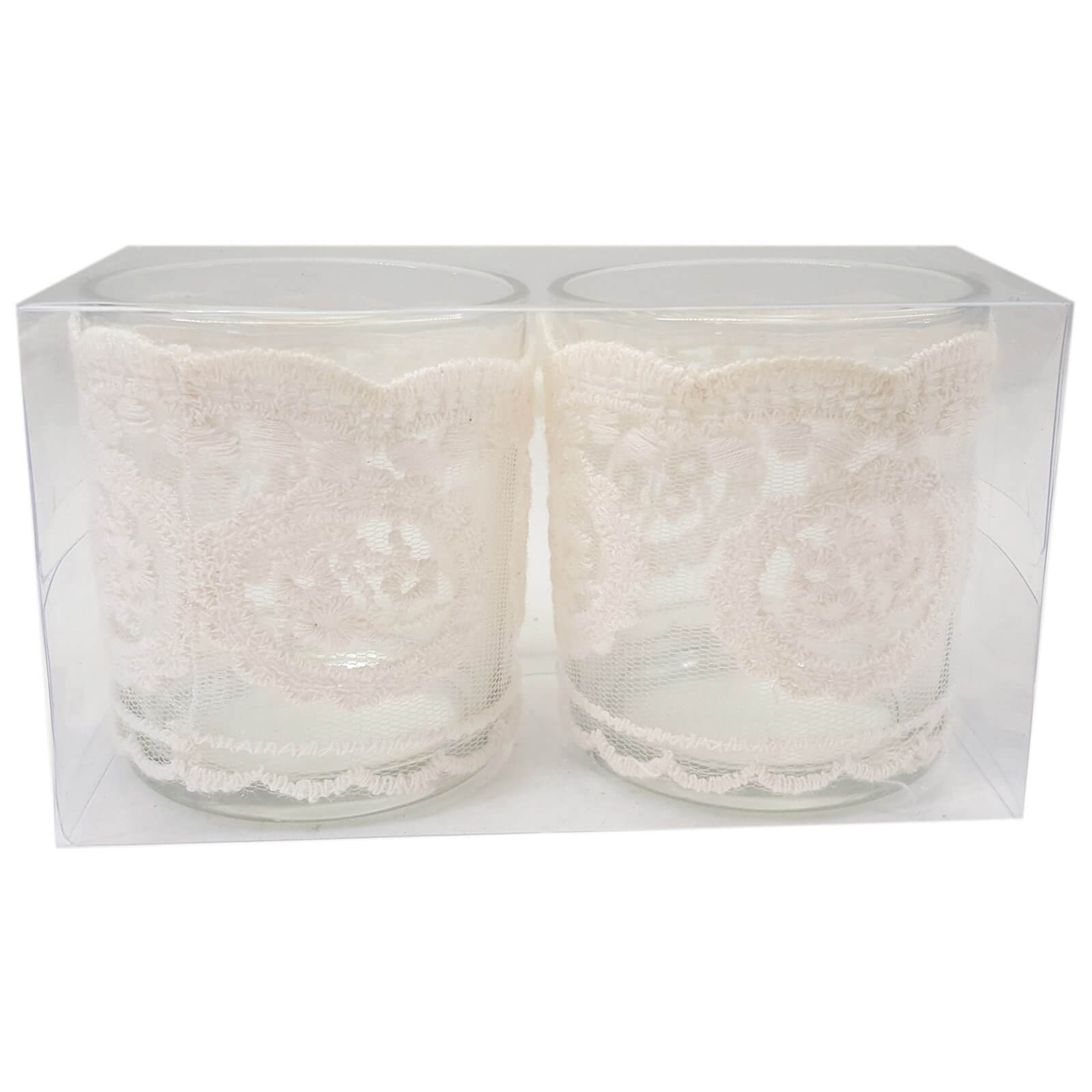 Set of 2 Tealight Candle Holders - Lace