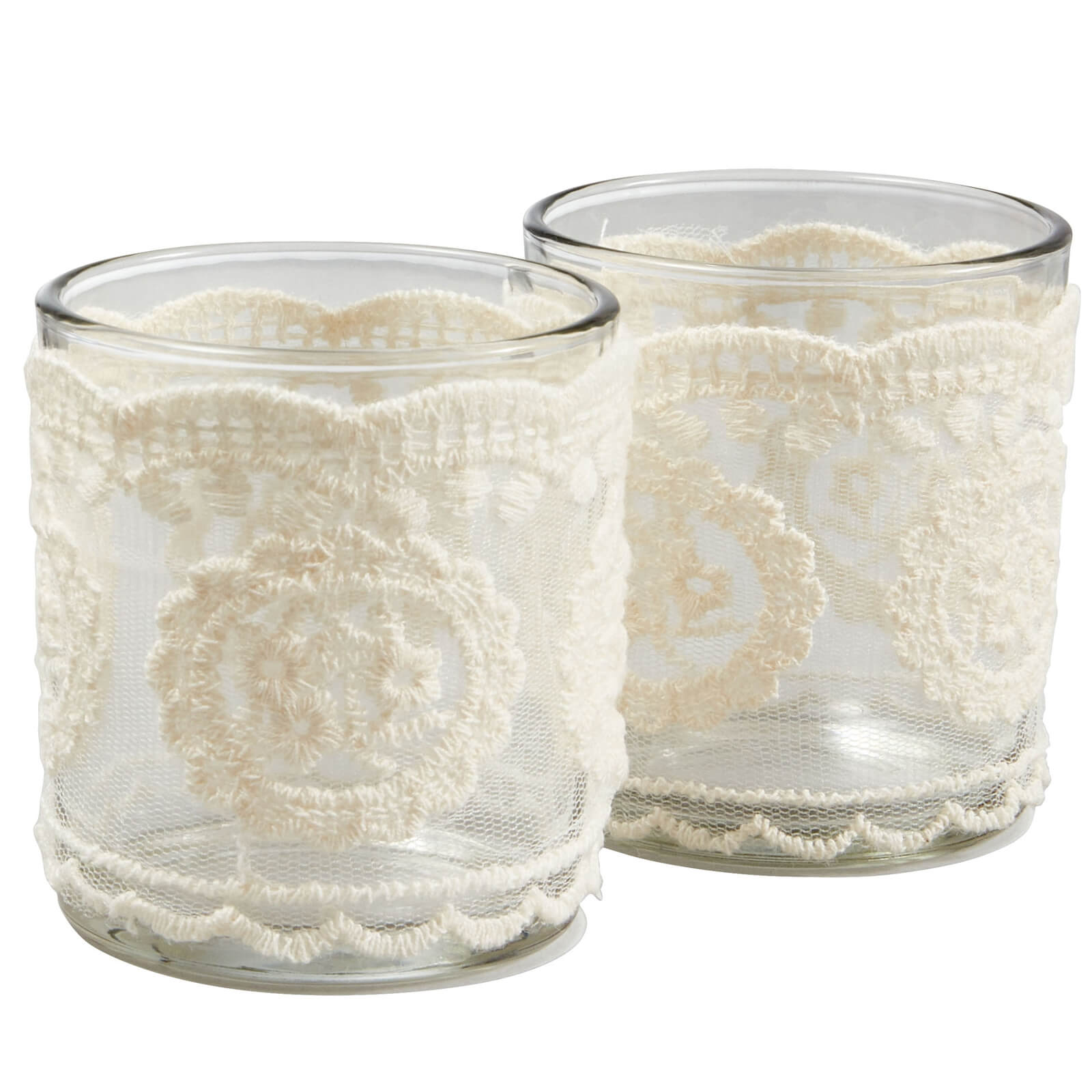 Set of 2 Tealight Candle Holders - Lace