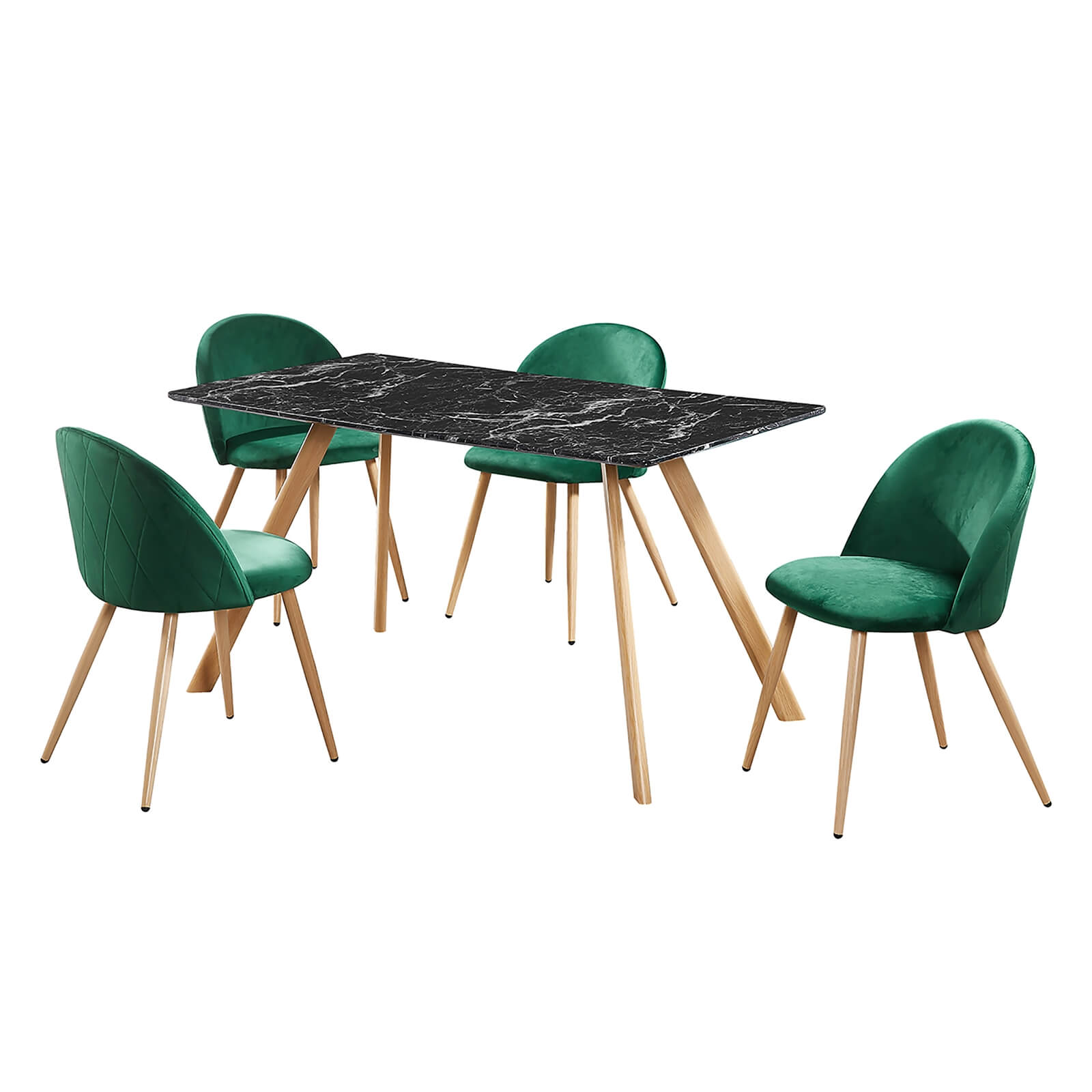 Venice Velvet Dining Chair - Green - Set of 2