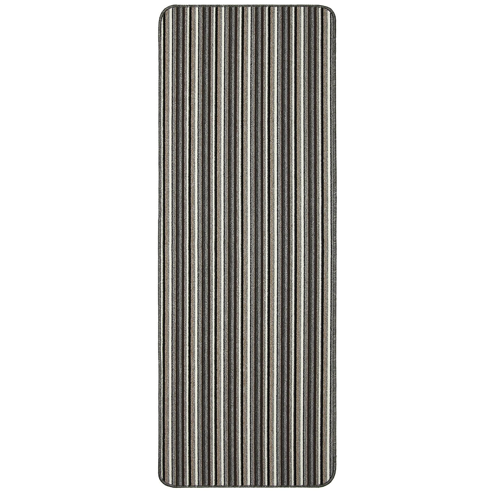 Java Washable Stripe Runner - Silver - 67x180cm