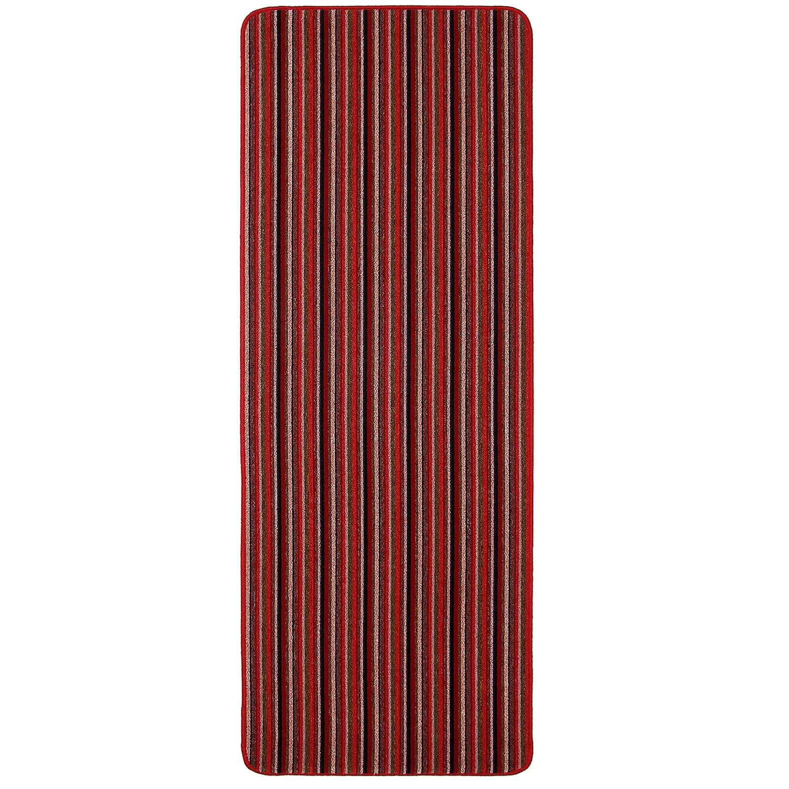 Java Washable Stripe Runner - Red - 67x240cm