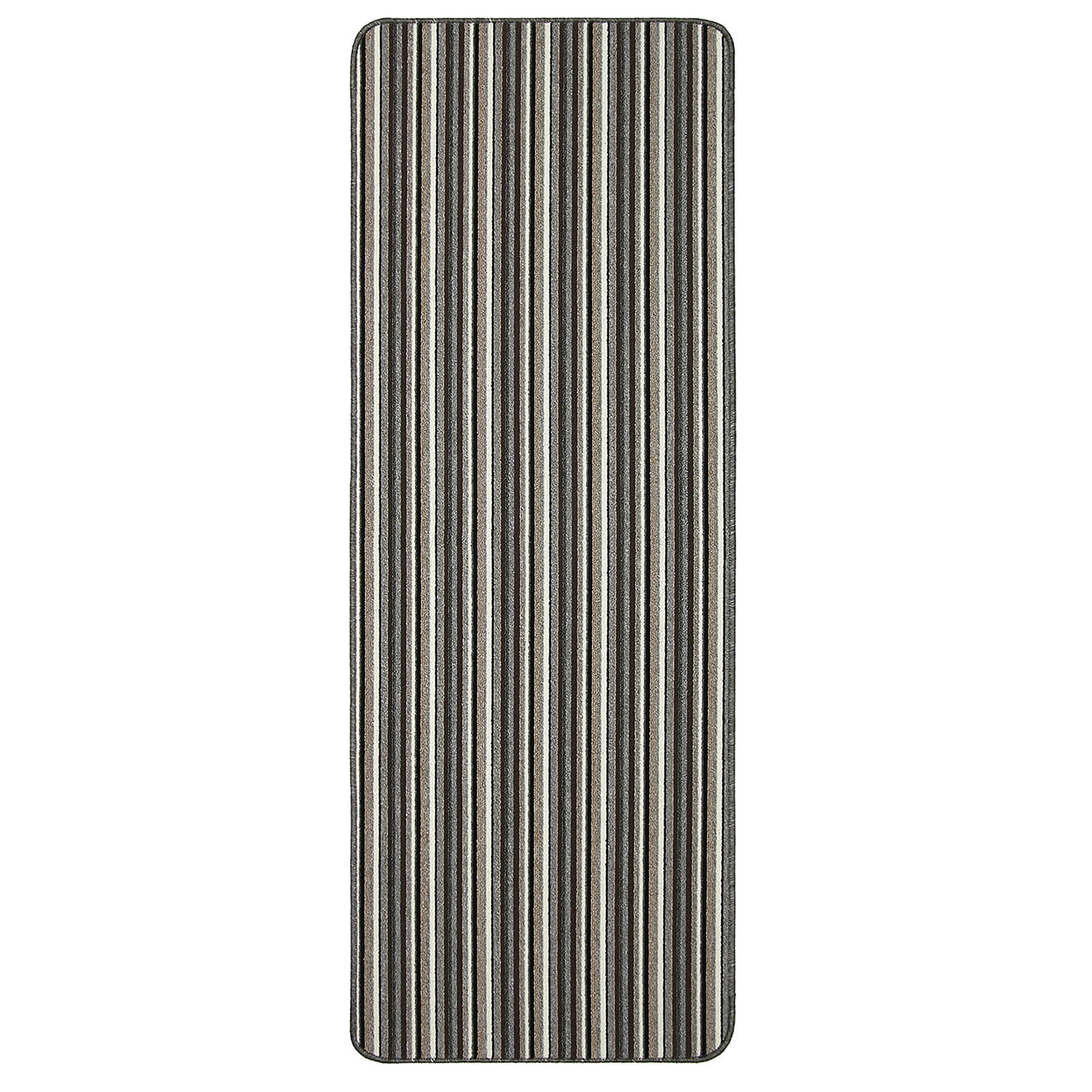 Java Washable Stripe Runner - Silver - 67x240cm