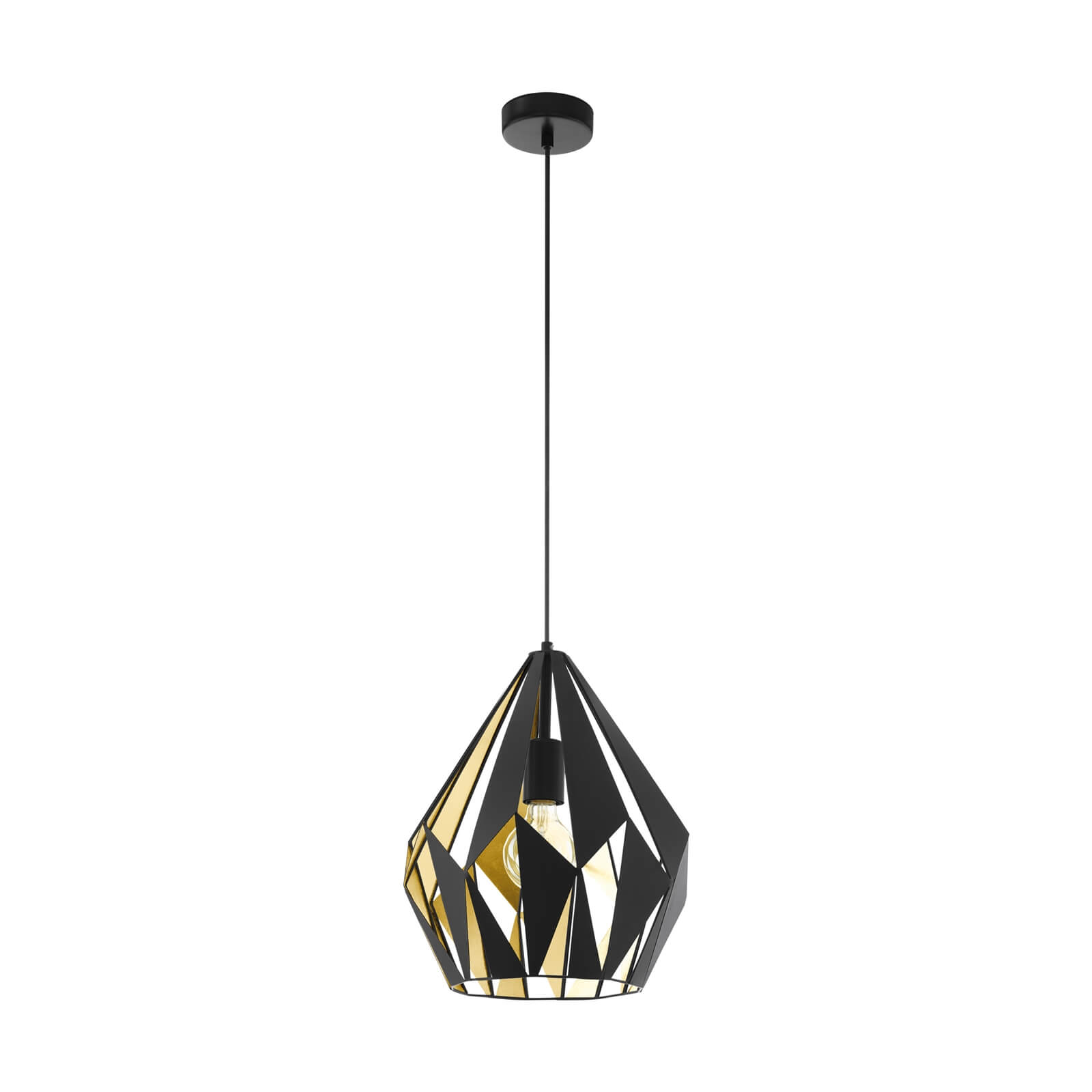 Eglo Carlton 1 Pendant Ceiling Light - Black & Gold