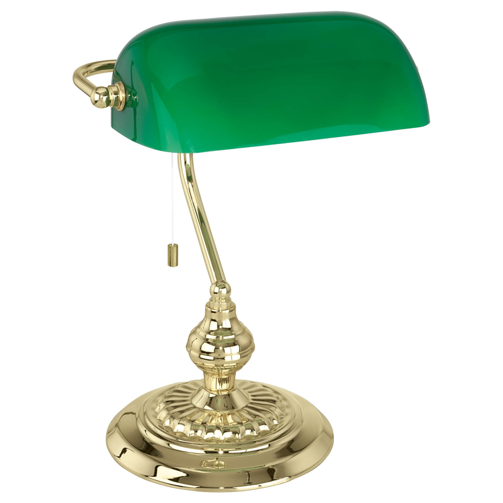 Eglo Banker Table Lamp - Brass & Green Glass