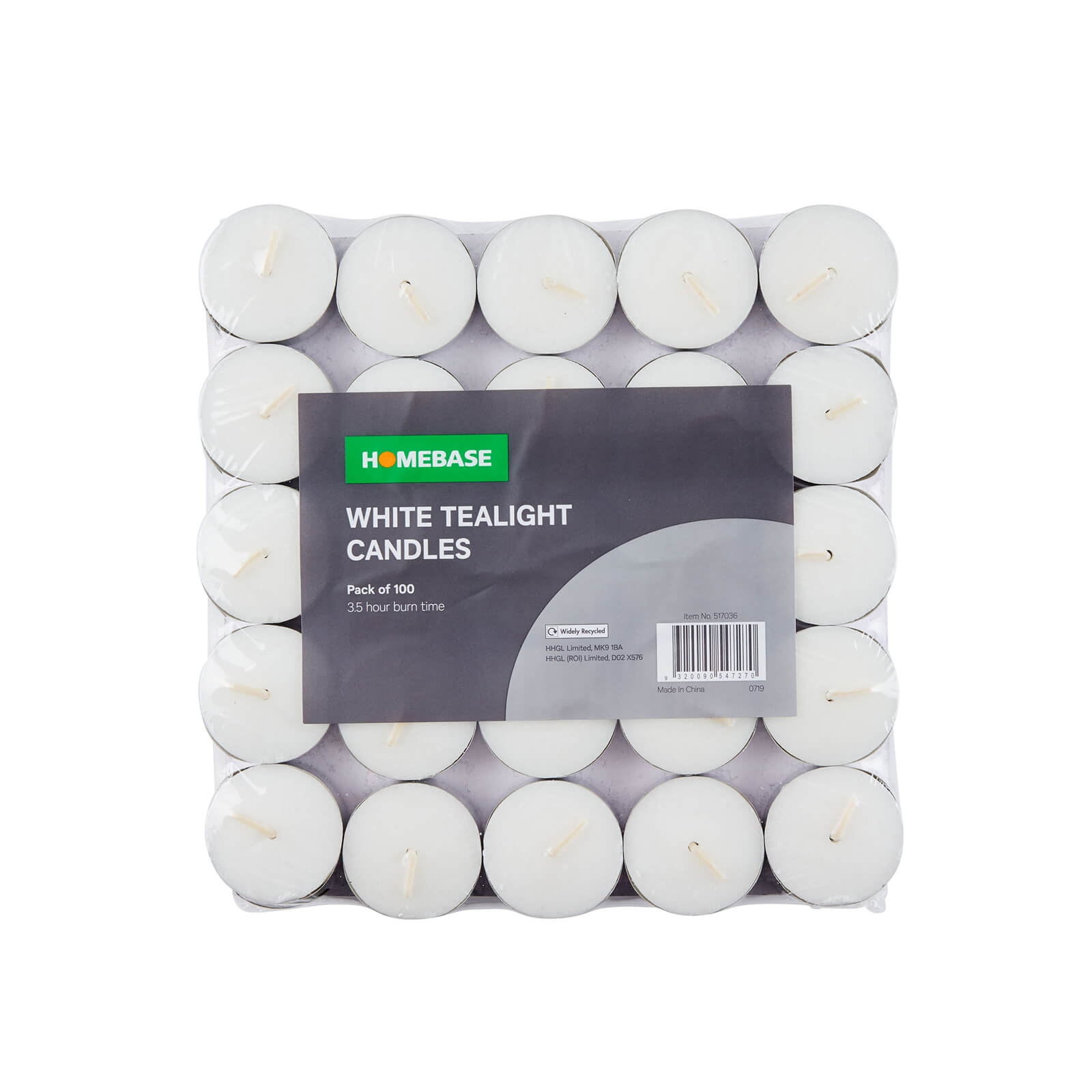Pack of 100 Tealight Candles - White