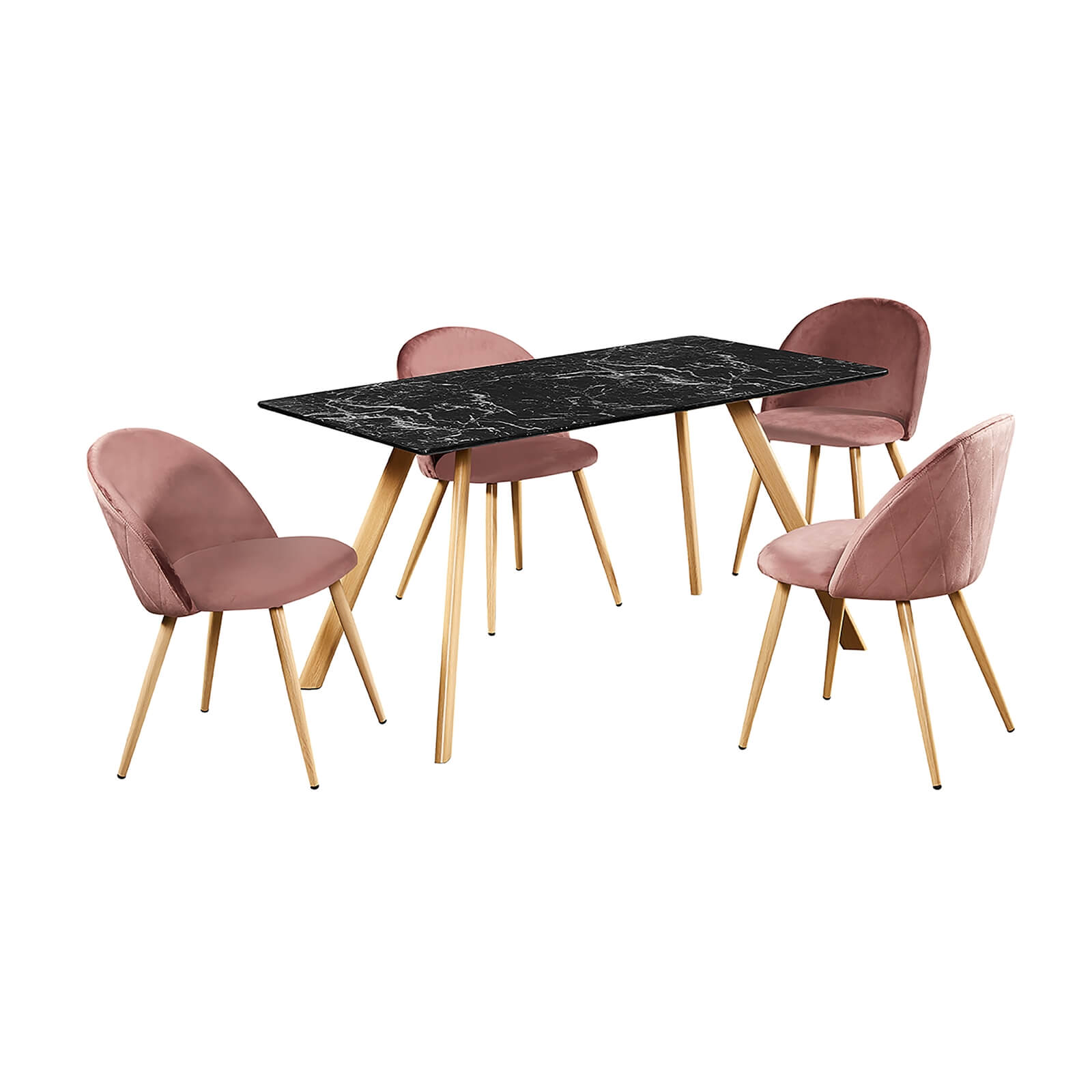Venice Velvet Dining Chair - Pink - Set of 2