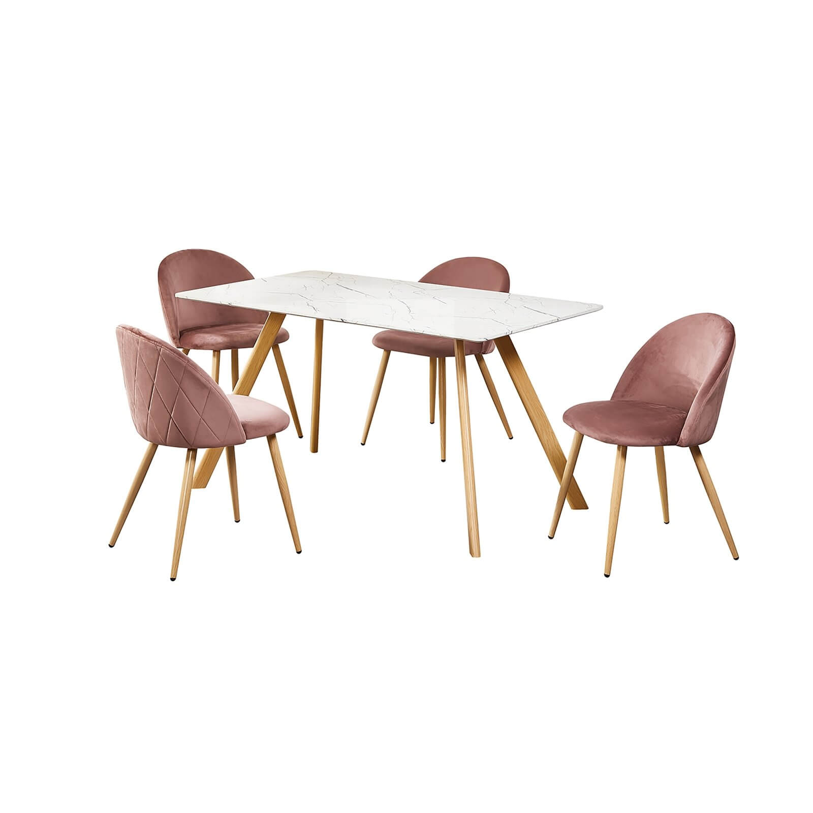 Venice Velvet Dining Chair - Pink - Set of 2
