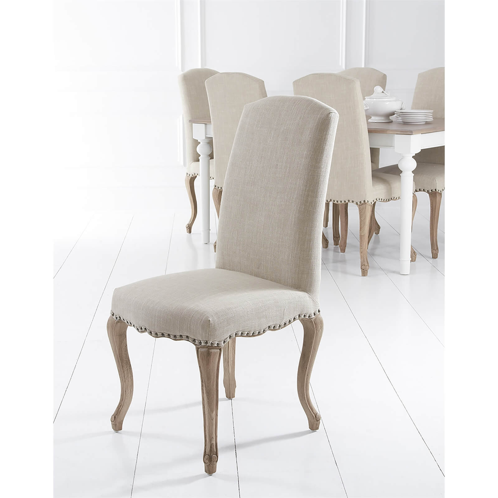 Studded Dining Chair - Set of 2 - Beige
