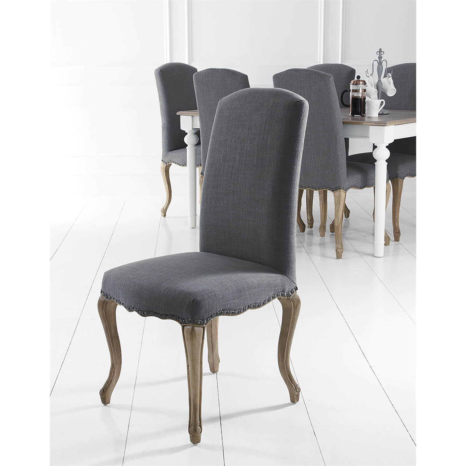 Studded Dining Chair - Set of 2 - Grey
