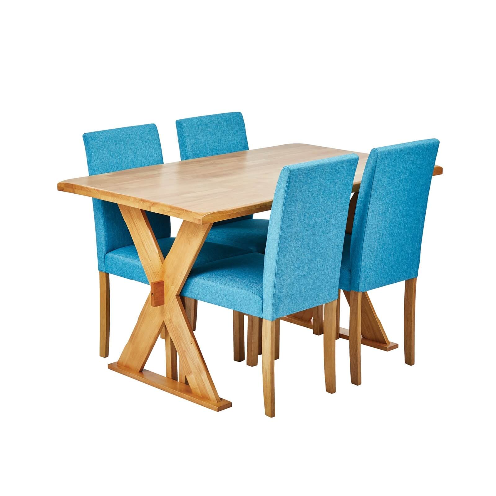 Seville 4 Seater Dining Set - Anna Dining Chairs - Teal
