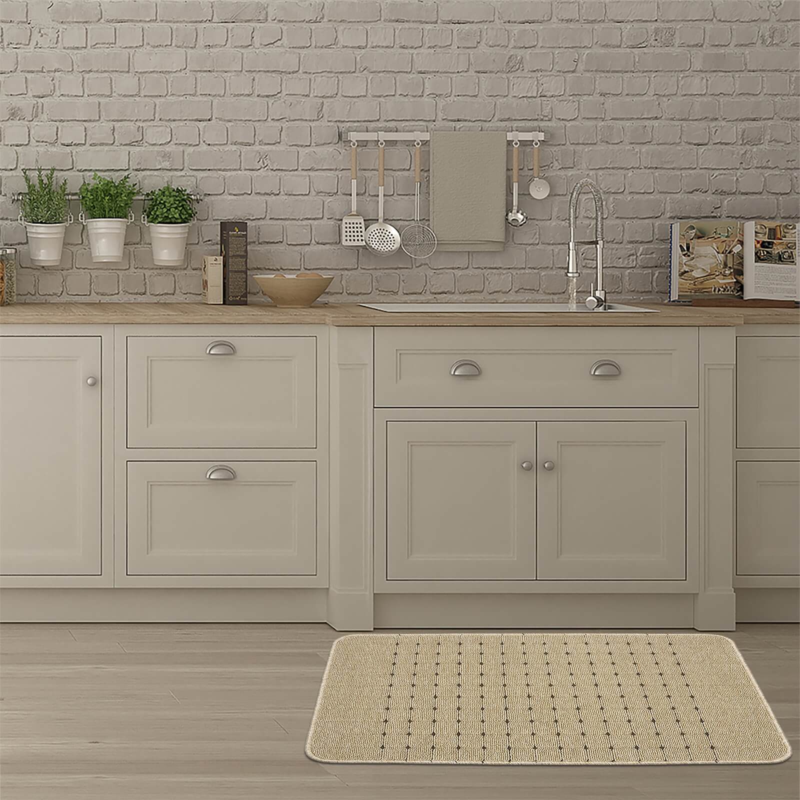 Portland washable mat Beige 50 x 80cm Homebase