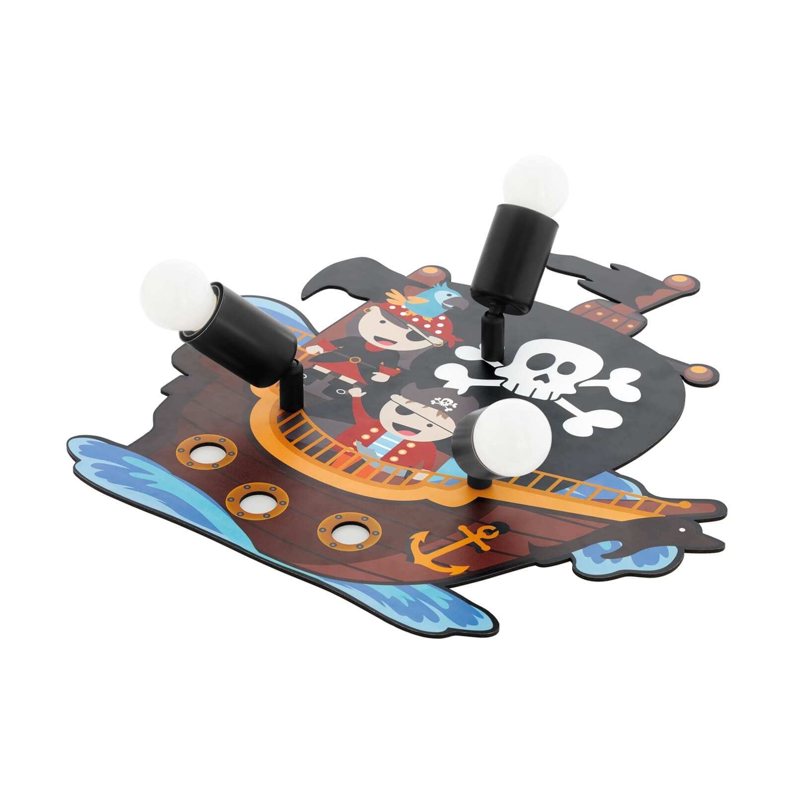 Eglo San Carlo Childrens Ceiling Light with Pirates - Black