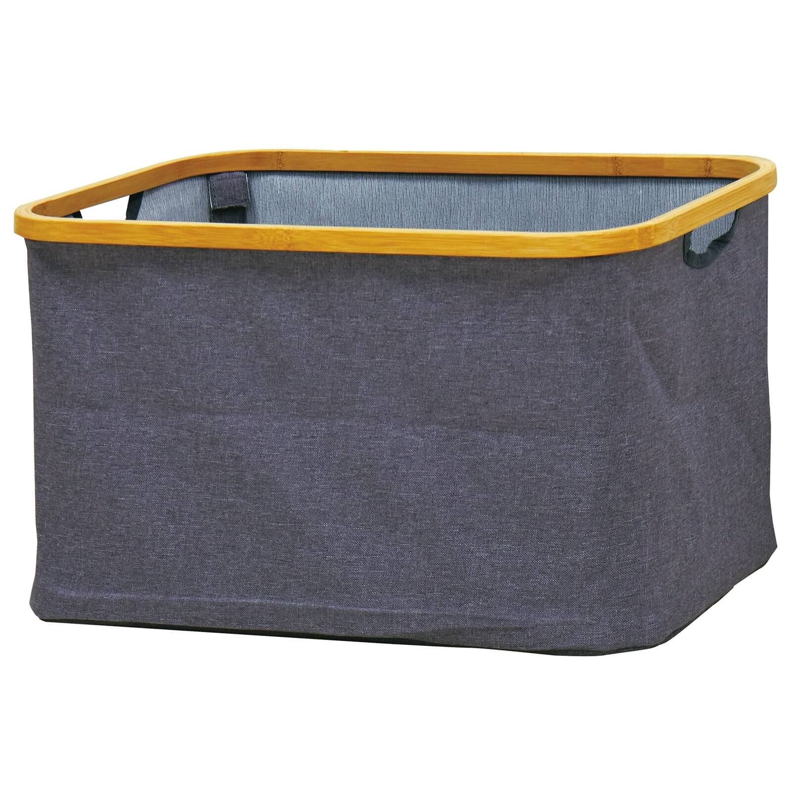 Fabric Storage With Bamboo Edge - Grey