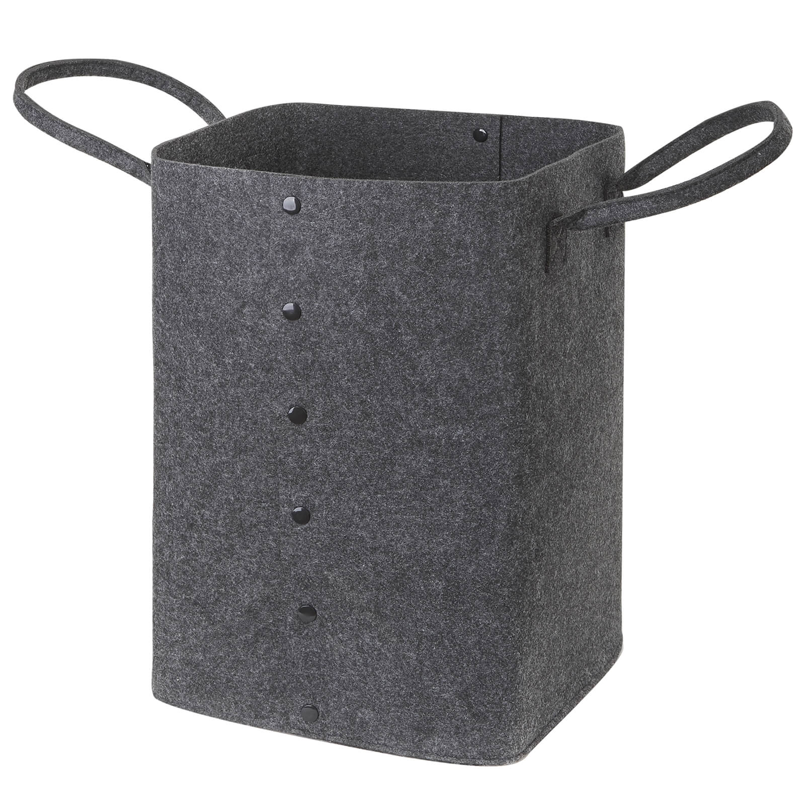 Button Up Felt Storage Basket  - Dark Grey