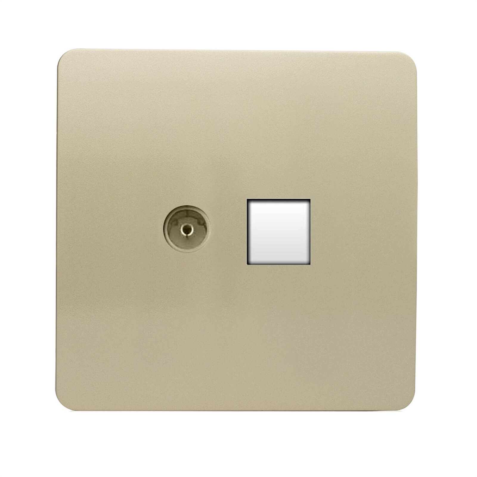 Trendi Switch TV Co-axial and PC Ethernet Sockets  in Screwless Gold