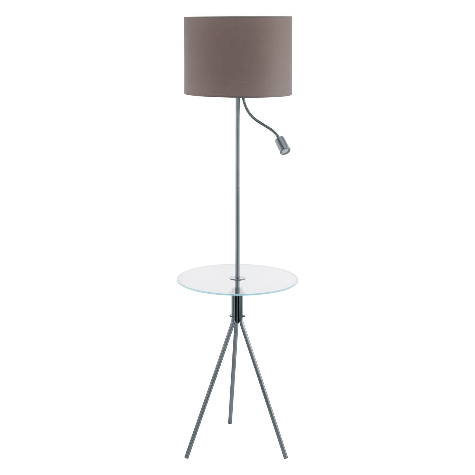Eglo Policara Floor Lamp with Reading Lamp - Nickel & Taupe