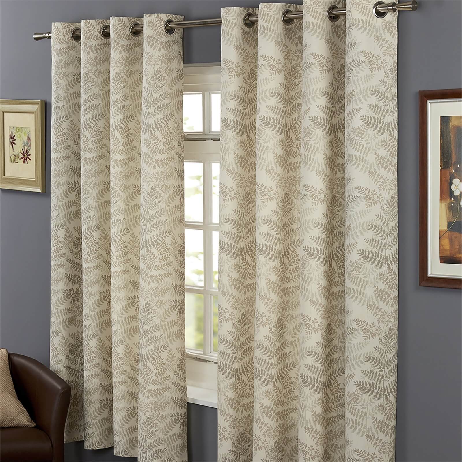Hedgerow Lined 100% Cotton Eyelet Curtains 90 x 90 - Natural
