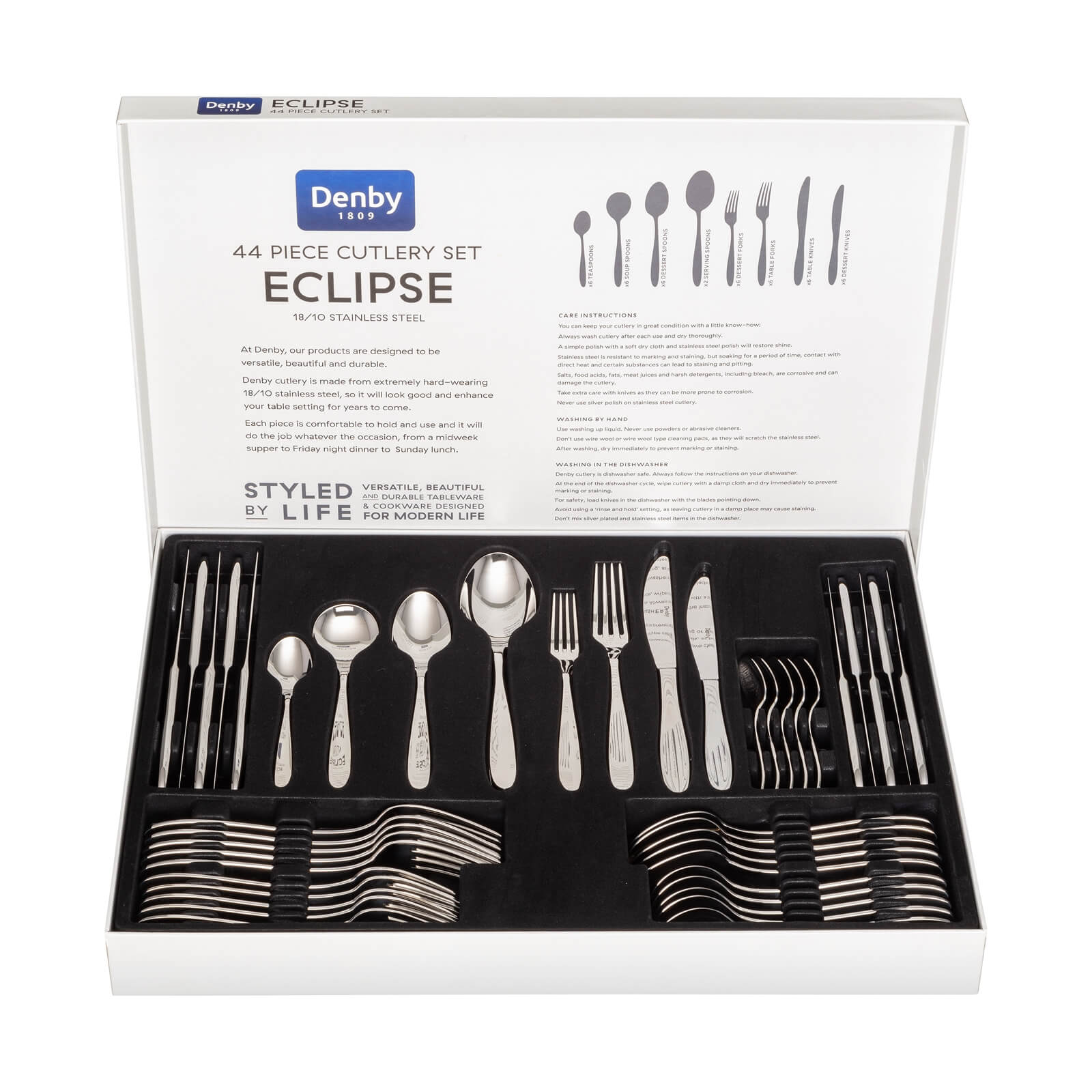 Denby Eclipse Cutlery Set - 44 Pieces