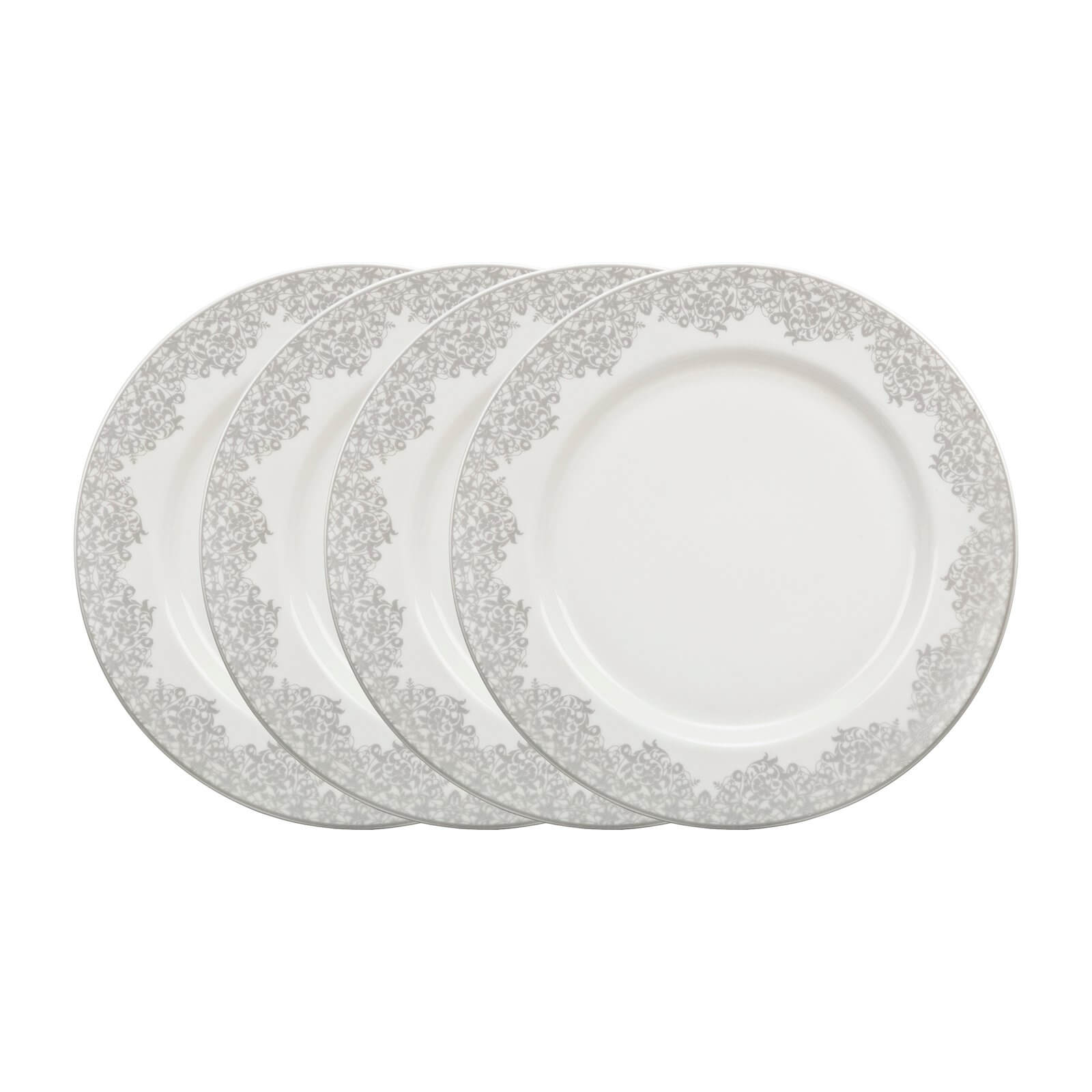 Denby Monsoon Filigree Silver Salad Plates - 4 Piece Set