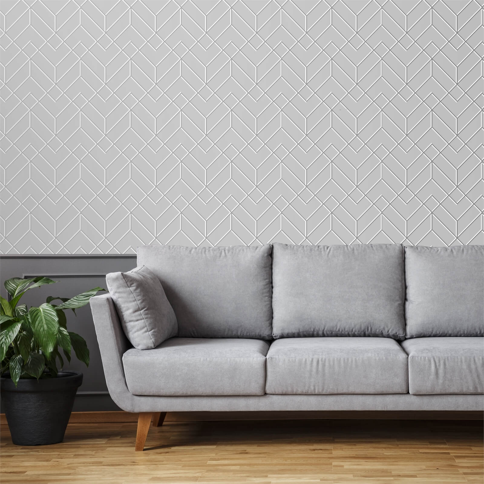 Superfresco Easy Losanges Filaires Grey & Silver Paste the Wall Wallpaper
