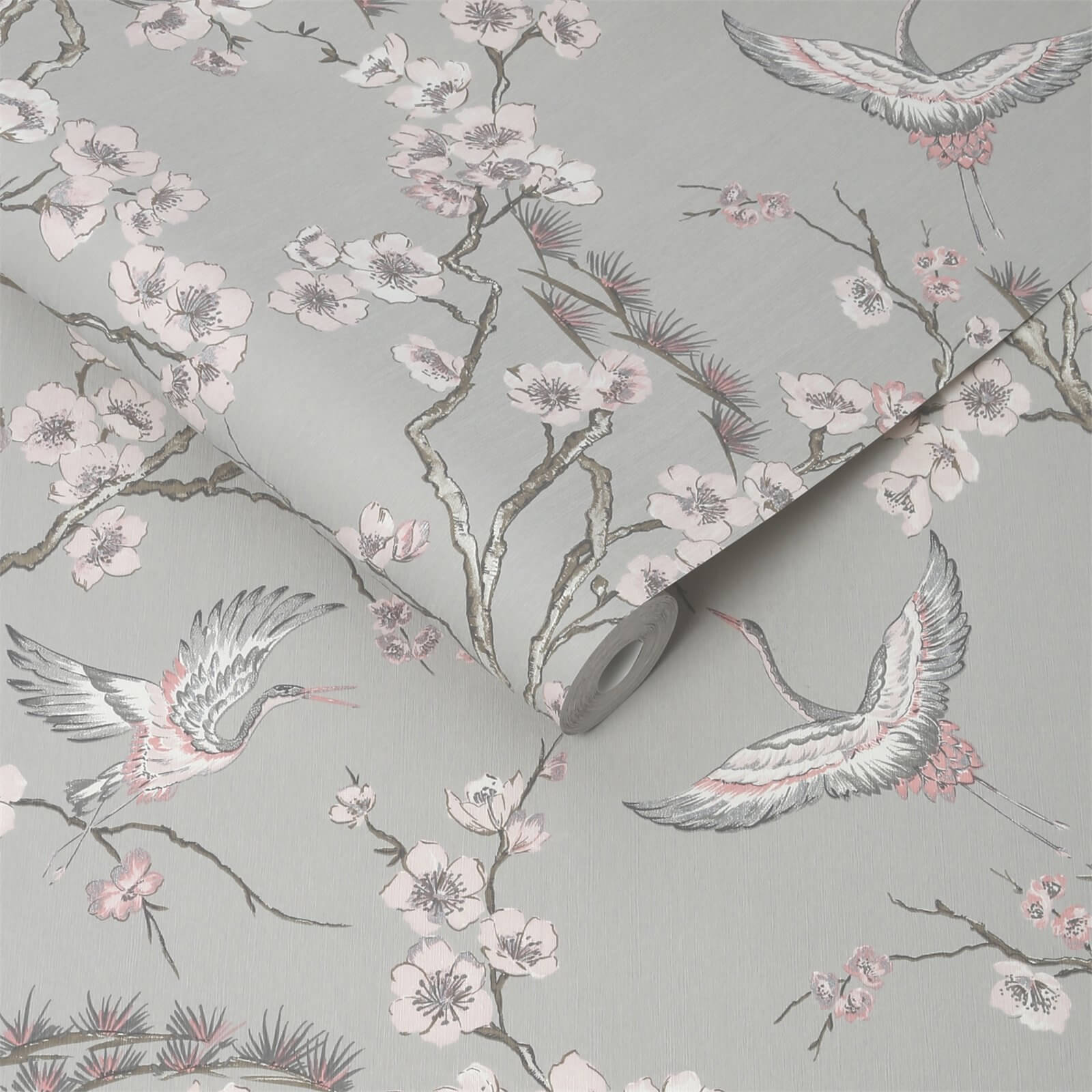 Sublime Japan Grey & Pink Wallpaper
