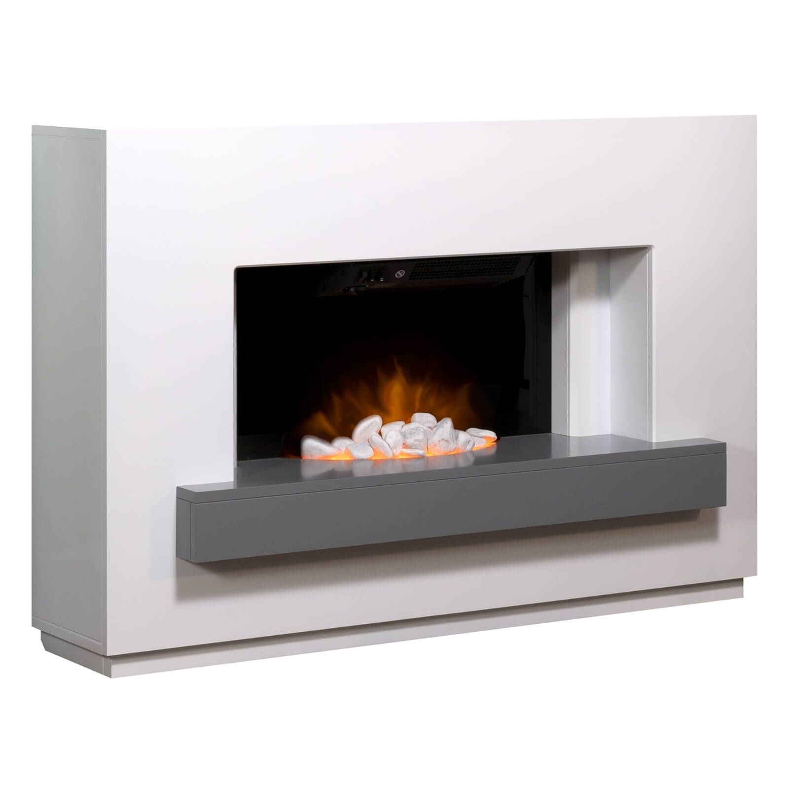 Adam Sambro Electric Fire Suite with Flat to Wall Fitting - White & Grey