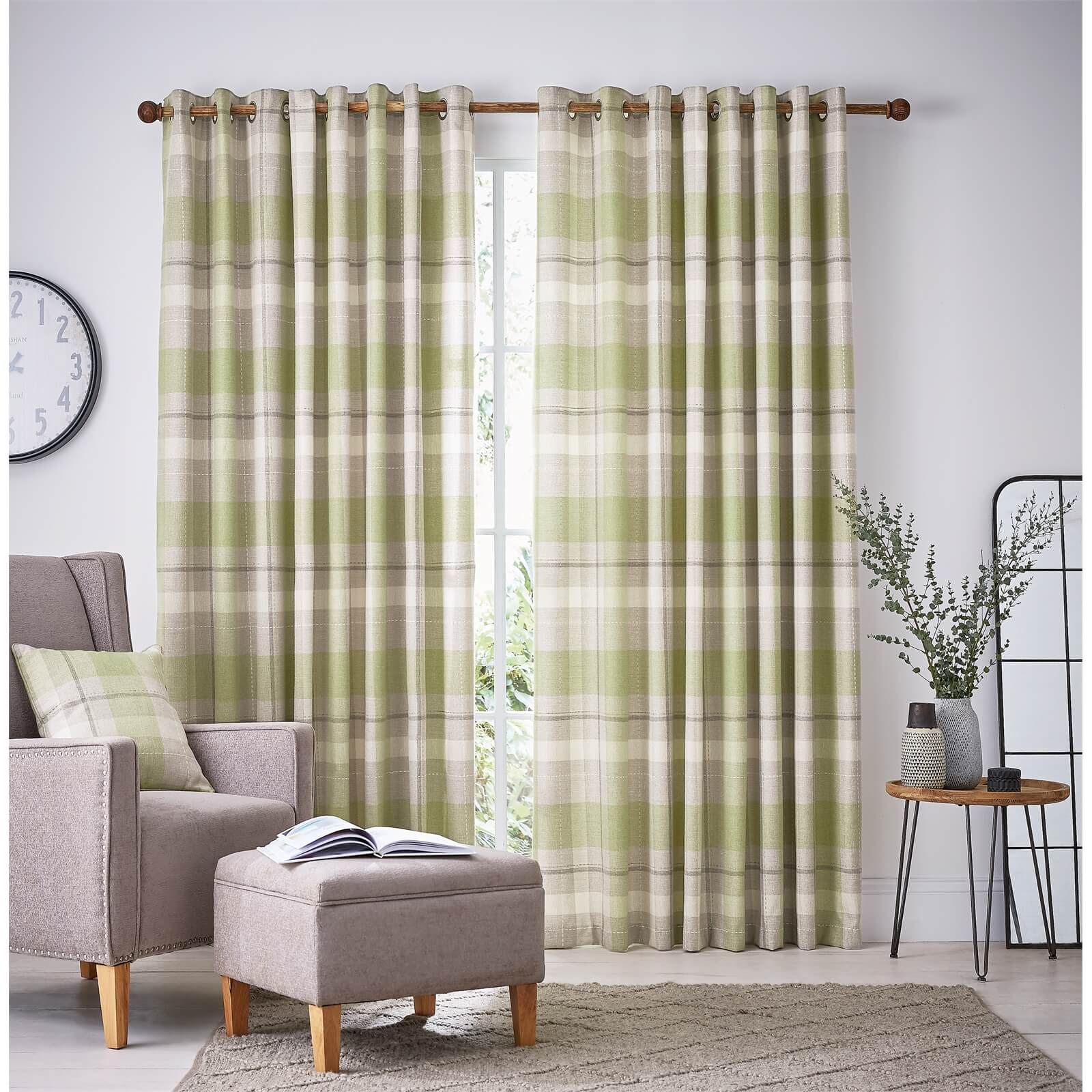 Helena Springfield Nora Lined Curtains 66 x 90 - Willow