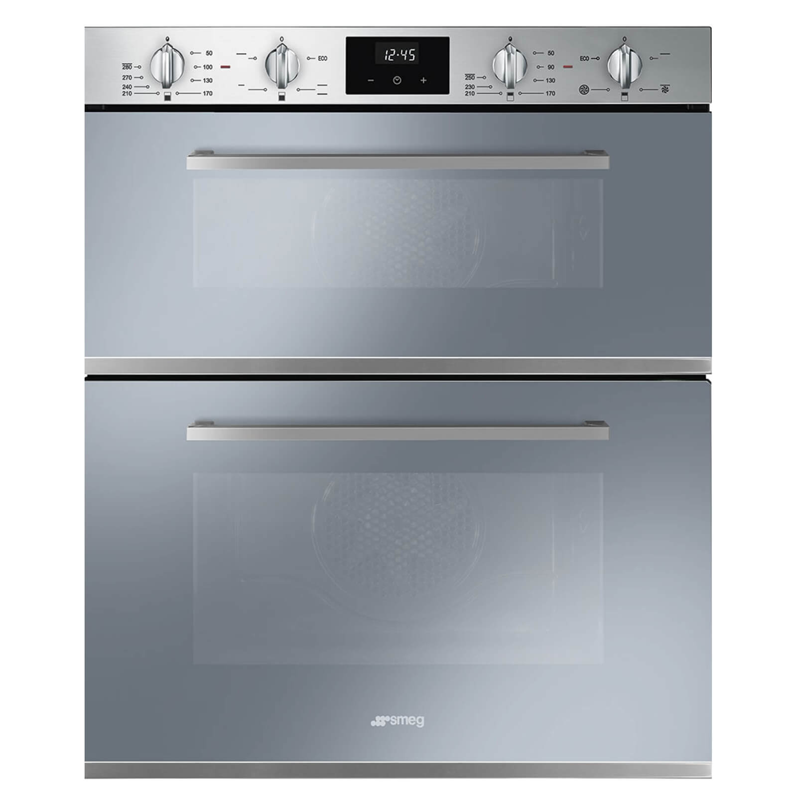 Smeg DUSF400S 60cm Cucina Stainless Steel and Silver Glass Double Under Counter Multifunction Oven