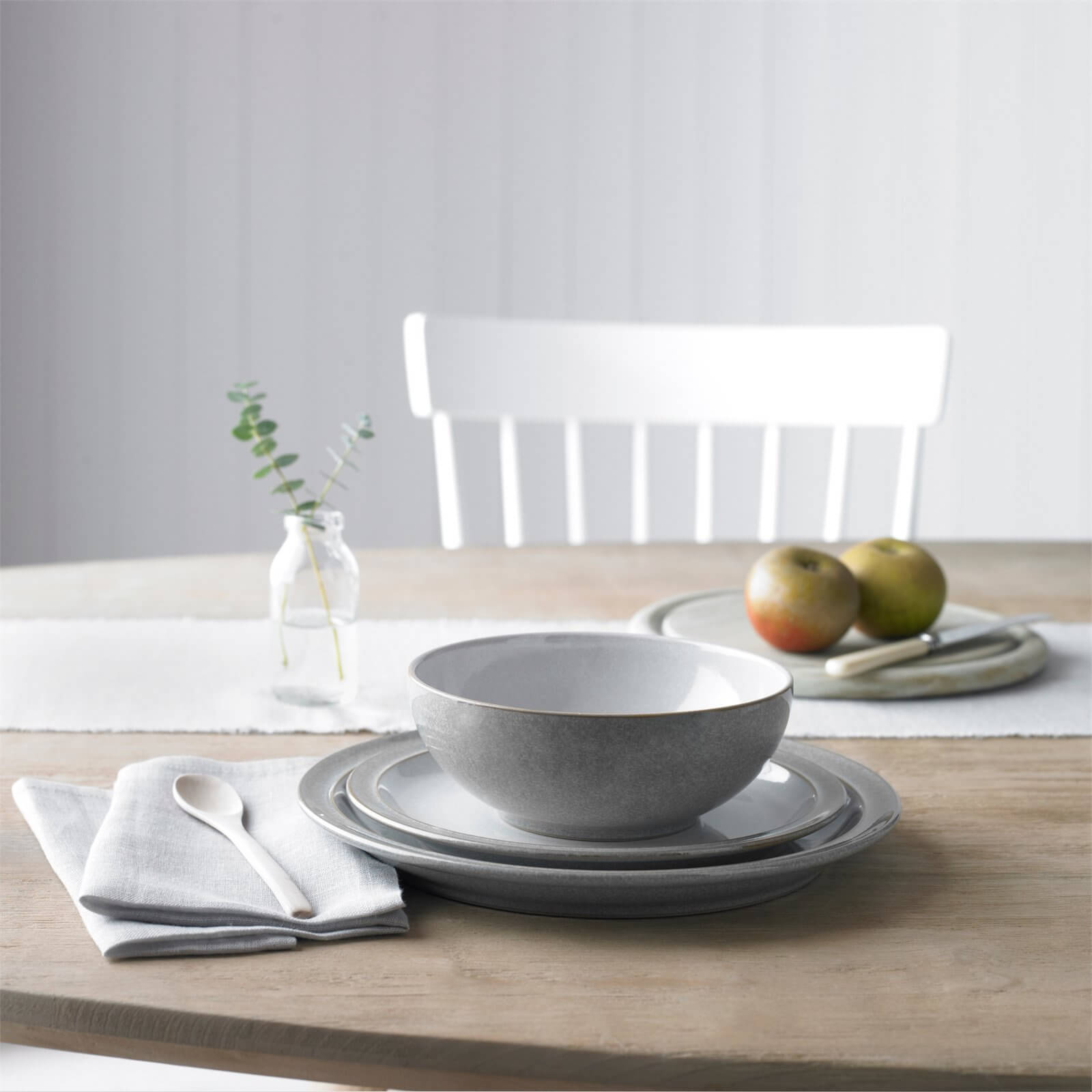 Denby Elements 12 Piece Tableware Set - Light Grey
