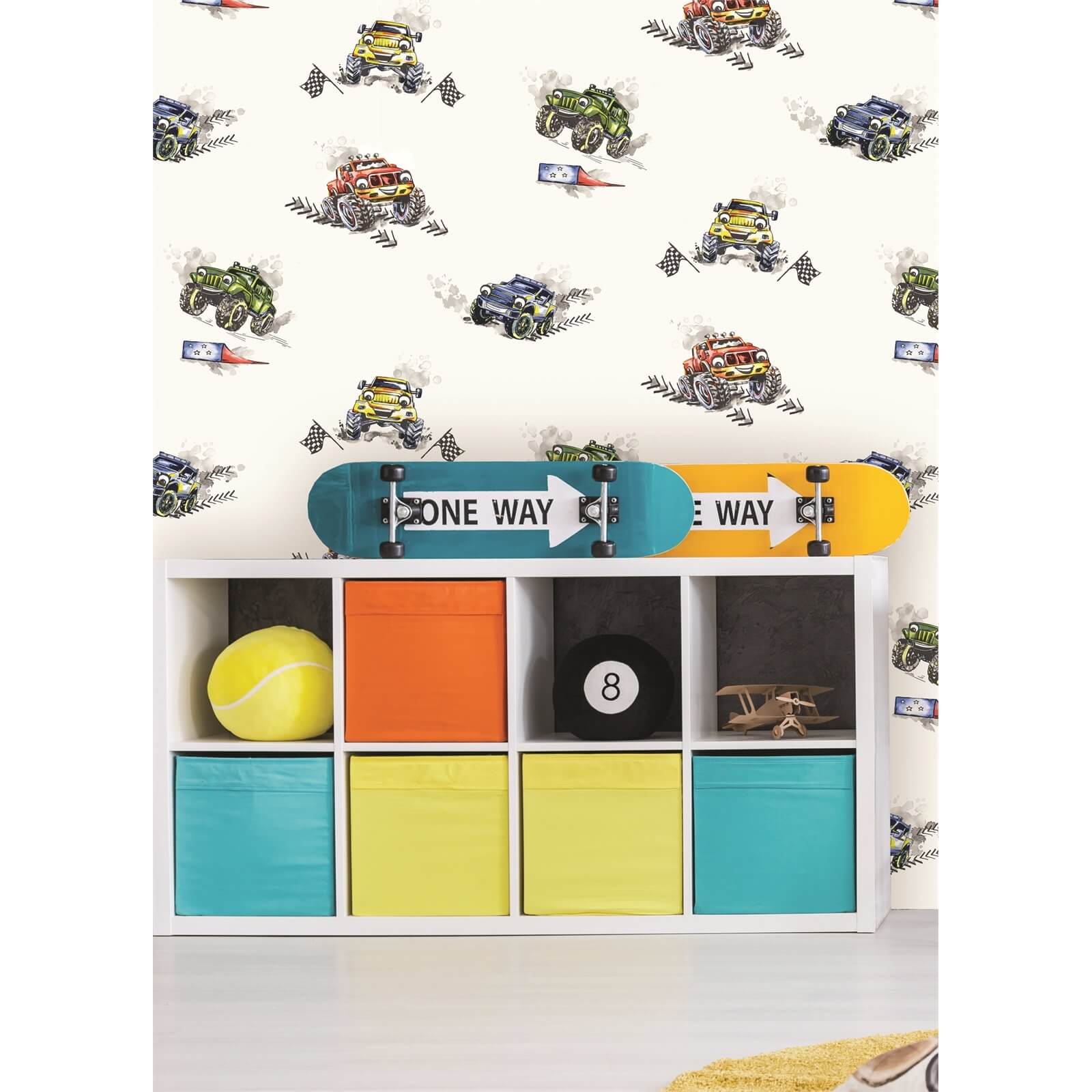 Holden Decor Monster Trucks Kids Smooth  Multi Coloured Wallpaper
