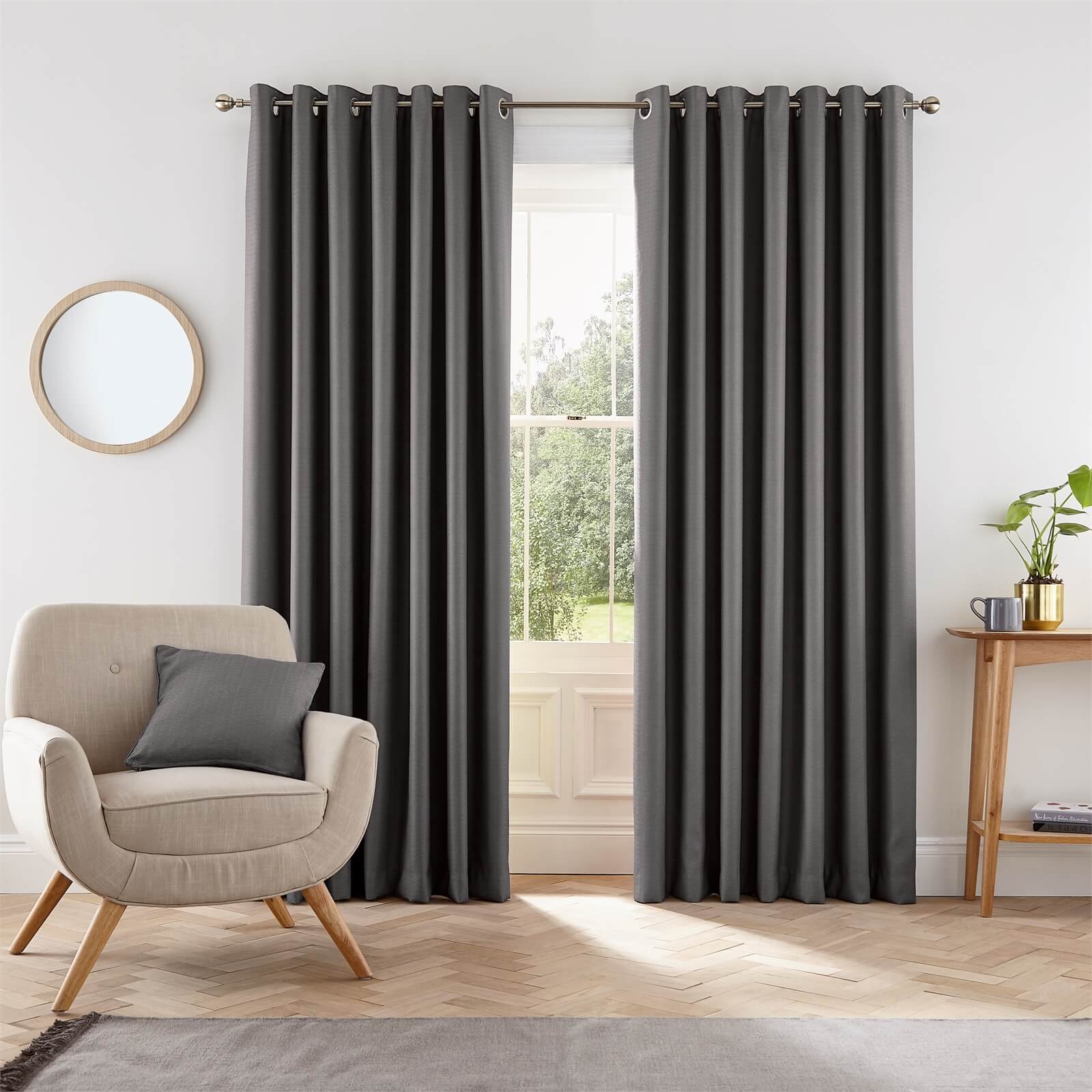 Helena Springfield Eden Lined Curtains 90 x 90 - Charcoal