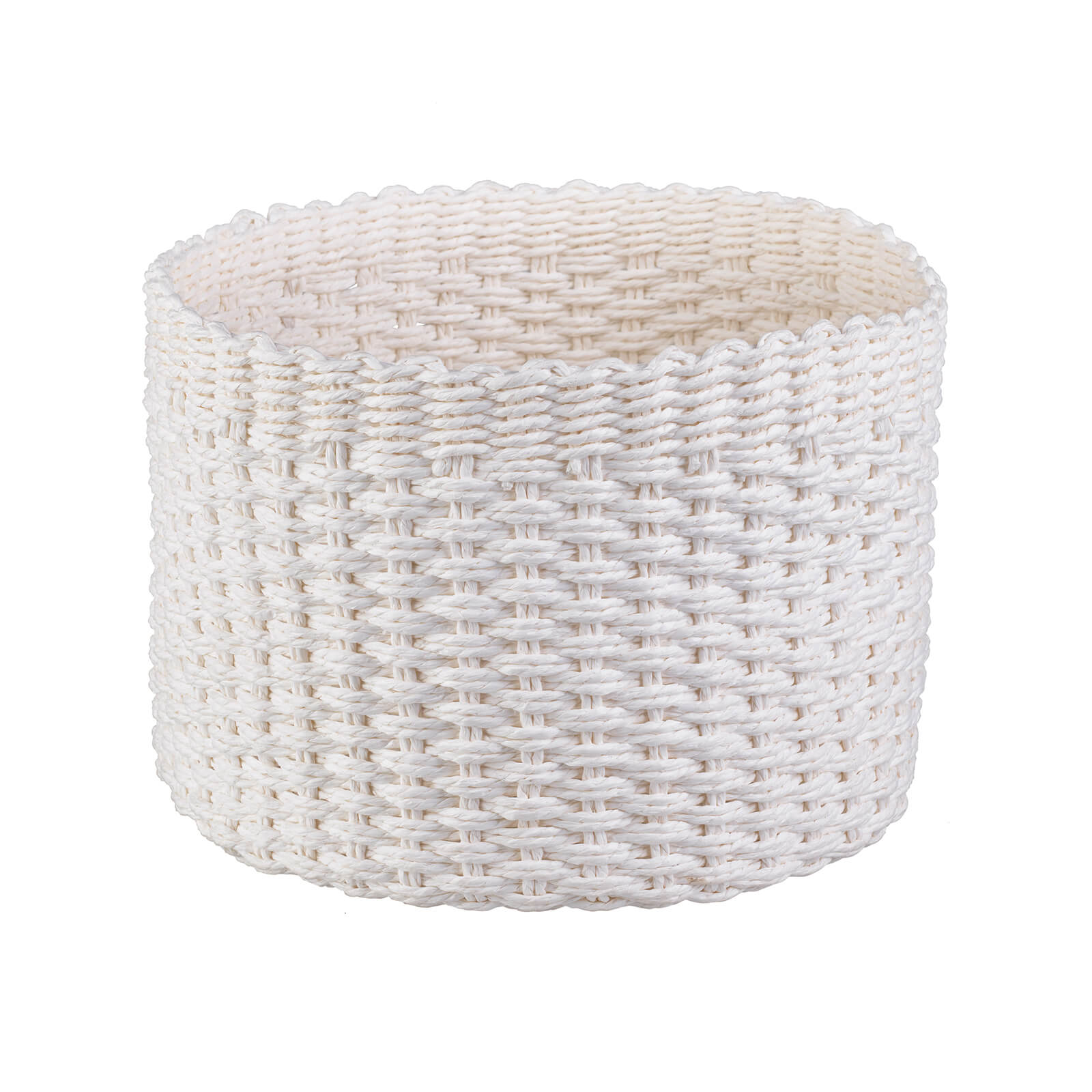 Round Paper Rope Basket - White
