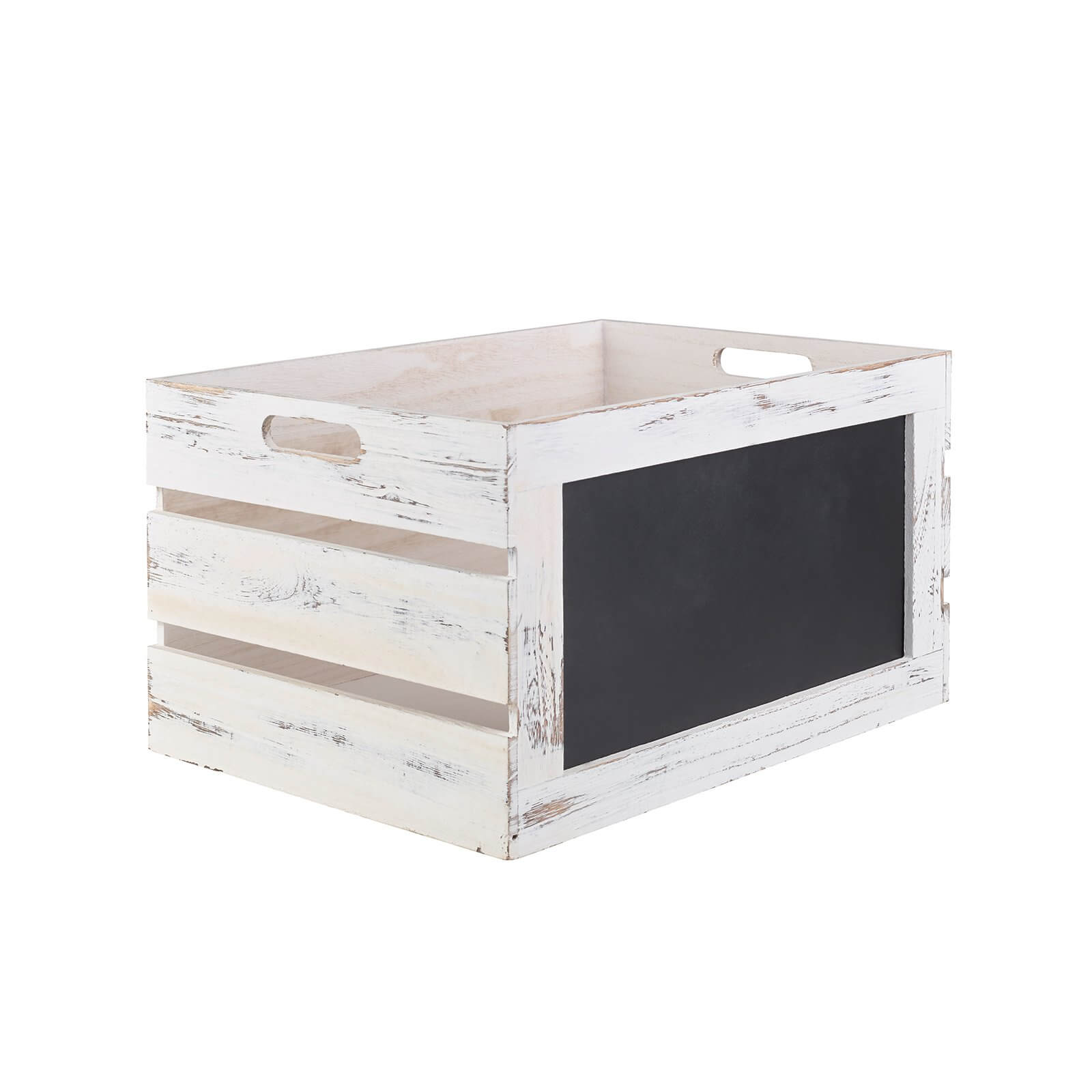 Whitewashed Wooden Crates with Chalkboard - Set of 3
