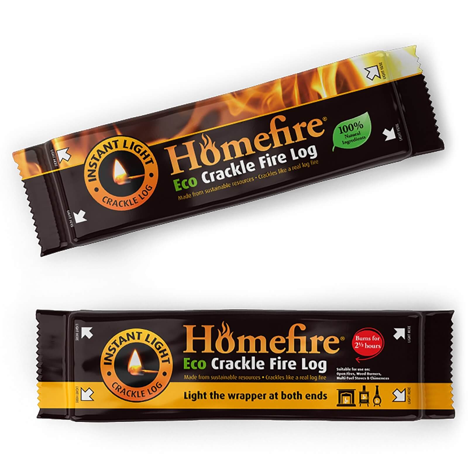 Homefire Instant Light Eco Crackle Log - Twin Pack