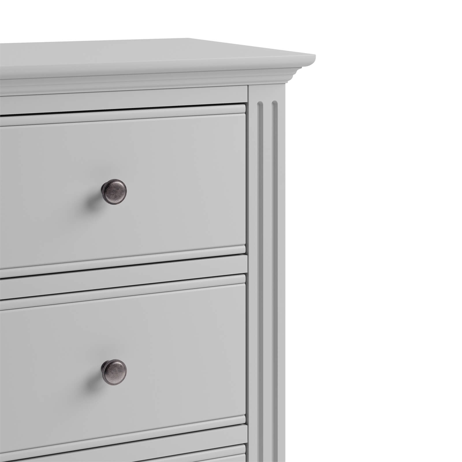Camborne 5 Drawer Narrow Chest of Drawers - Grey