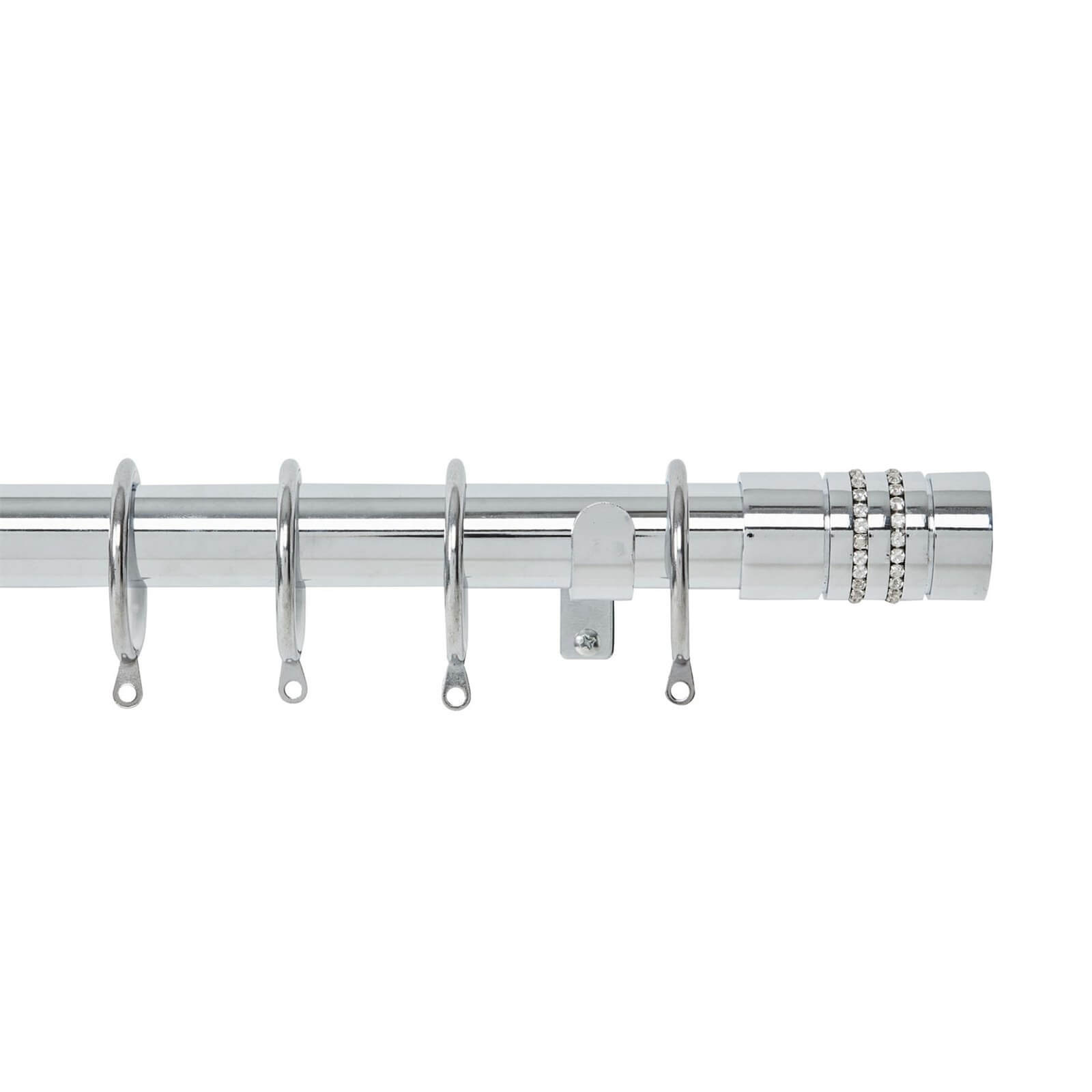 Harrison Drape Diamante Barrel Finial Curtain Pole - Chrome - 1.8m (28mm)