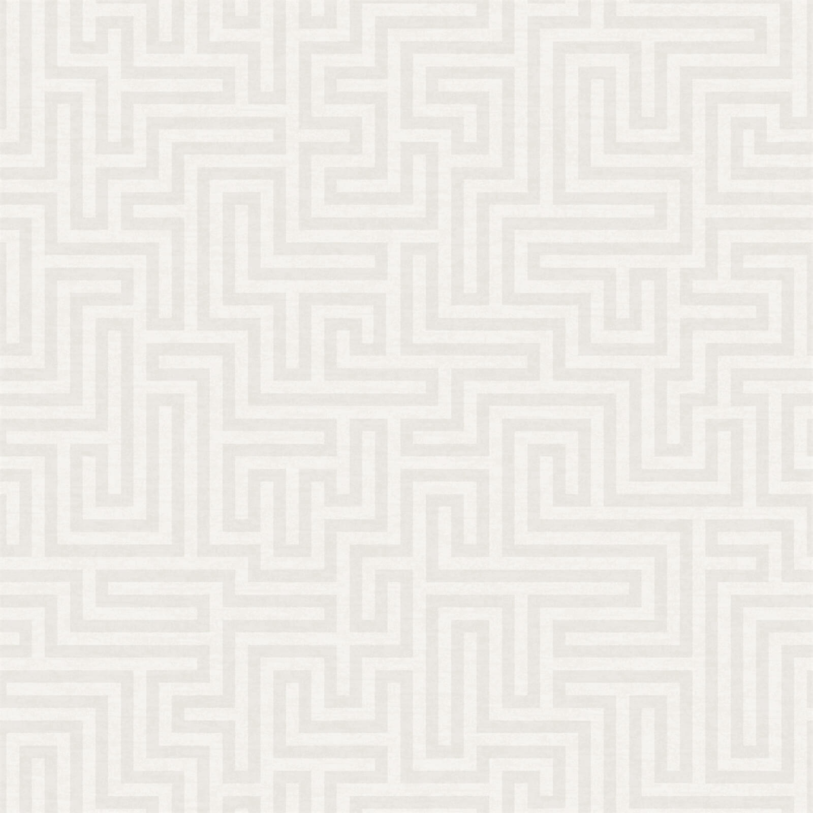 Holden Decor Labyrinth Geometric Textured Metallic White Wallpaper