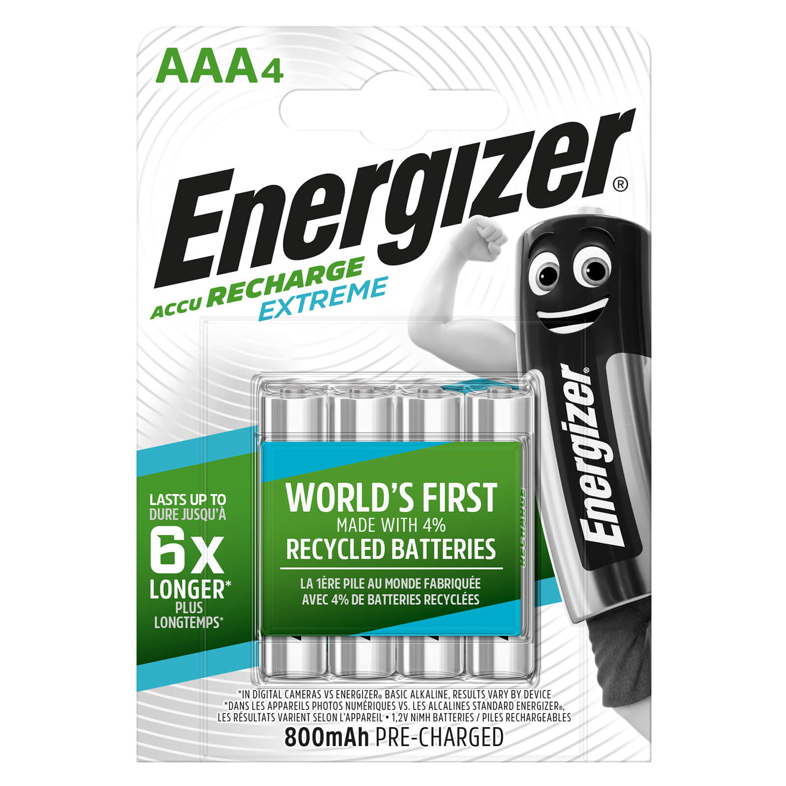 Energizer Extreme 800mAh Rechargeable AAA Batteries - 4 Pack