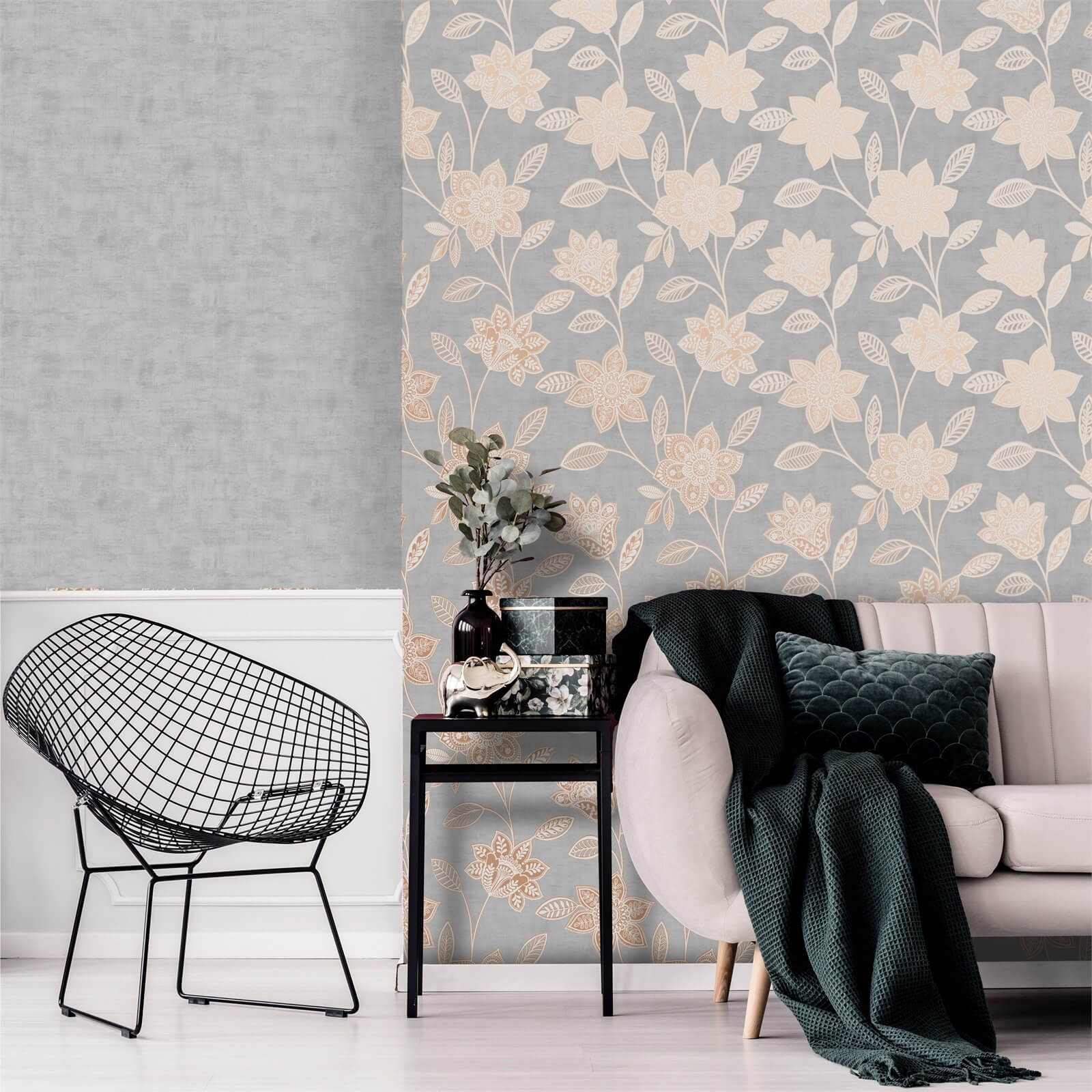 Superfresco Fiorella Grey Wallpaper