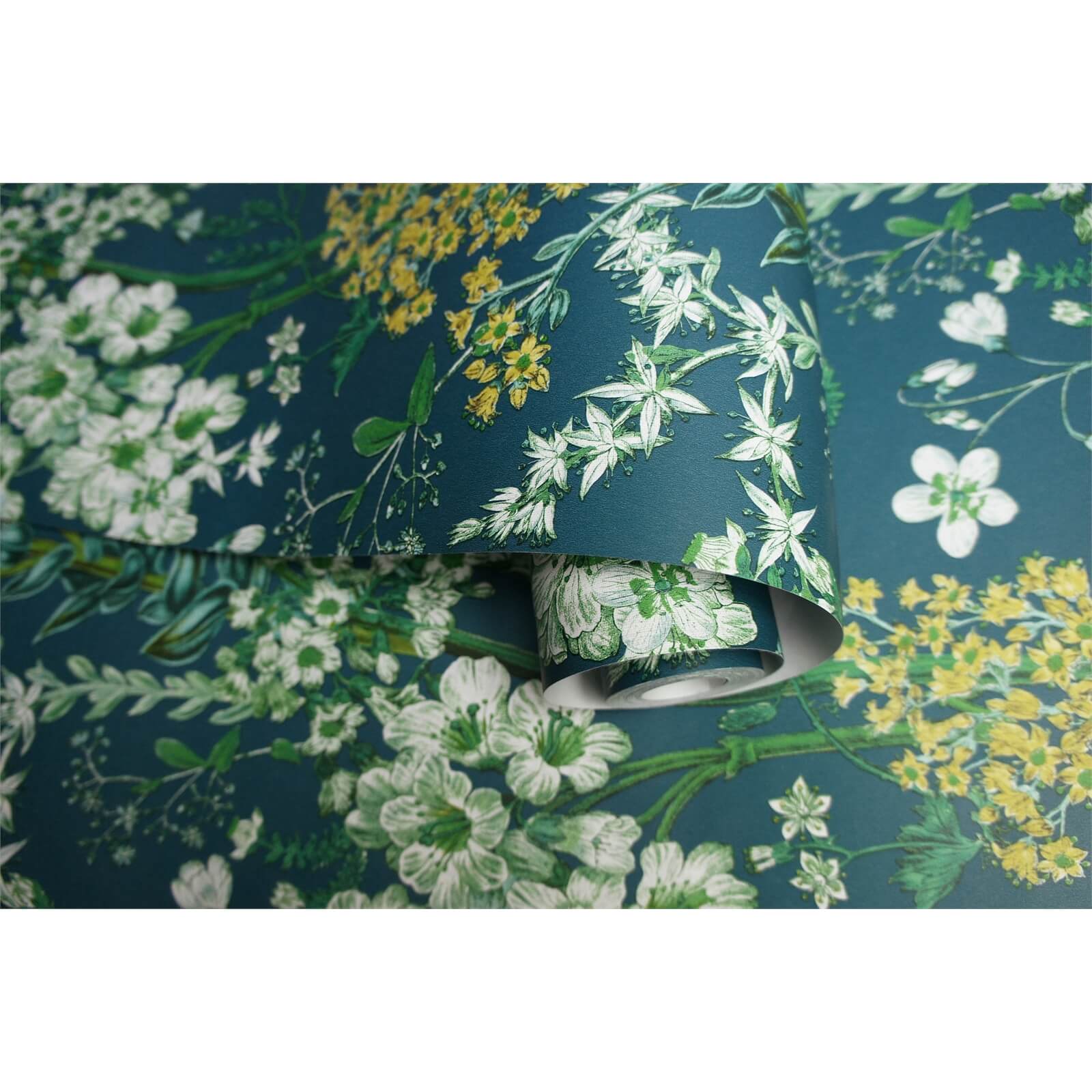 Holden Decor Ayana Floral Smooth  Teal Wallpaper