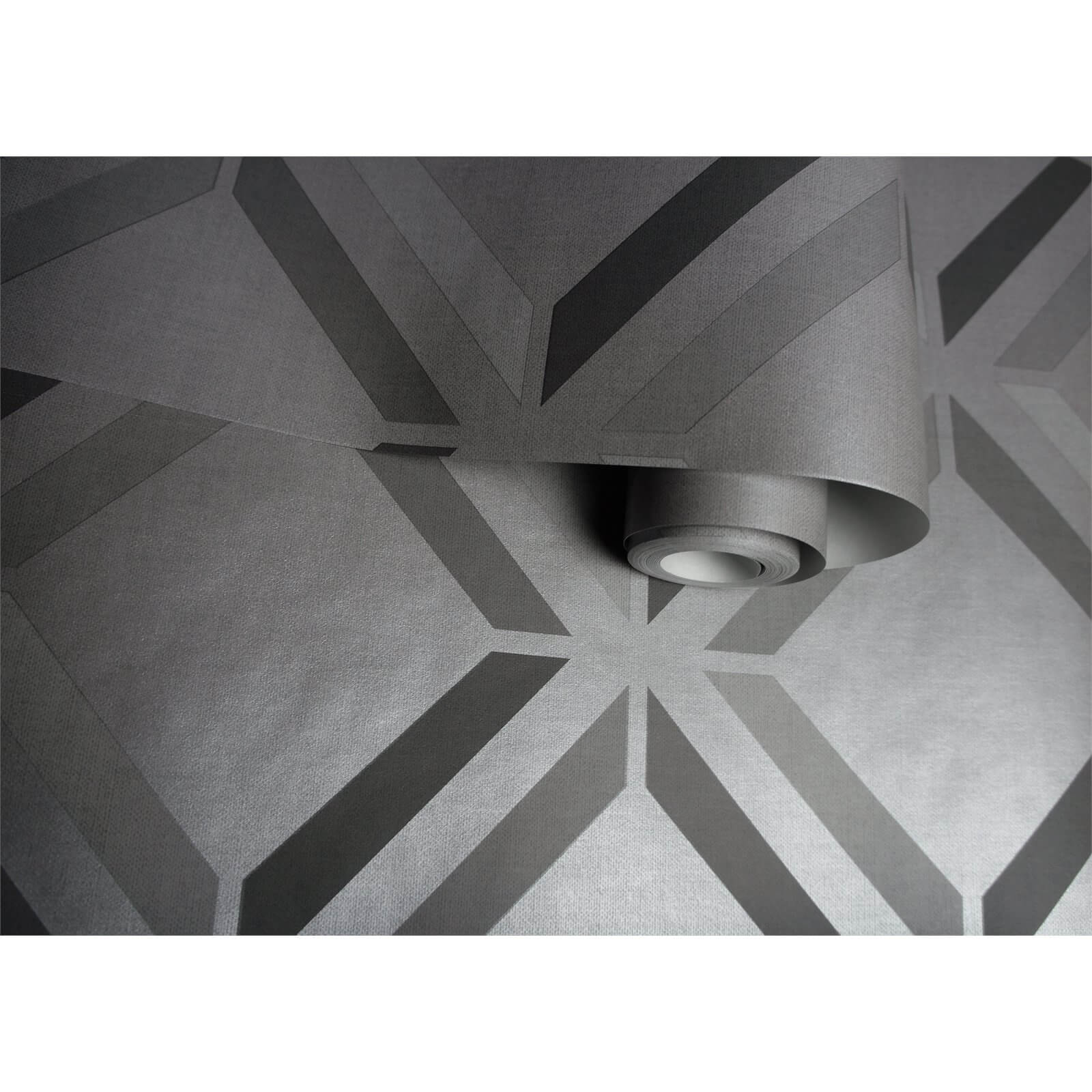 Holden Decor Lana Geometric Smooth Glitter Grey Wallpaper